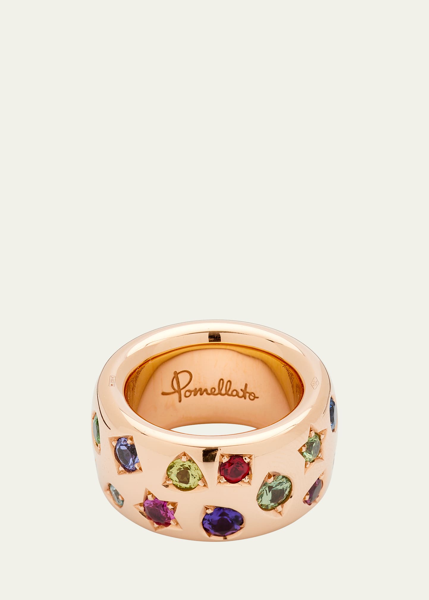 Shop Pomellato Iconica Maxi 18k Rose Gold Ring With Multicolor Gemstones