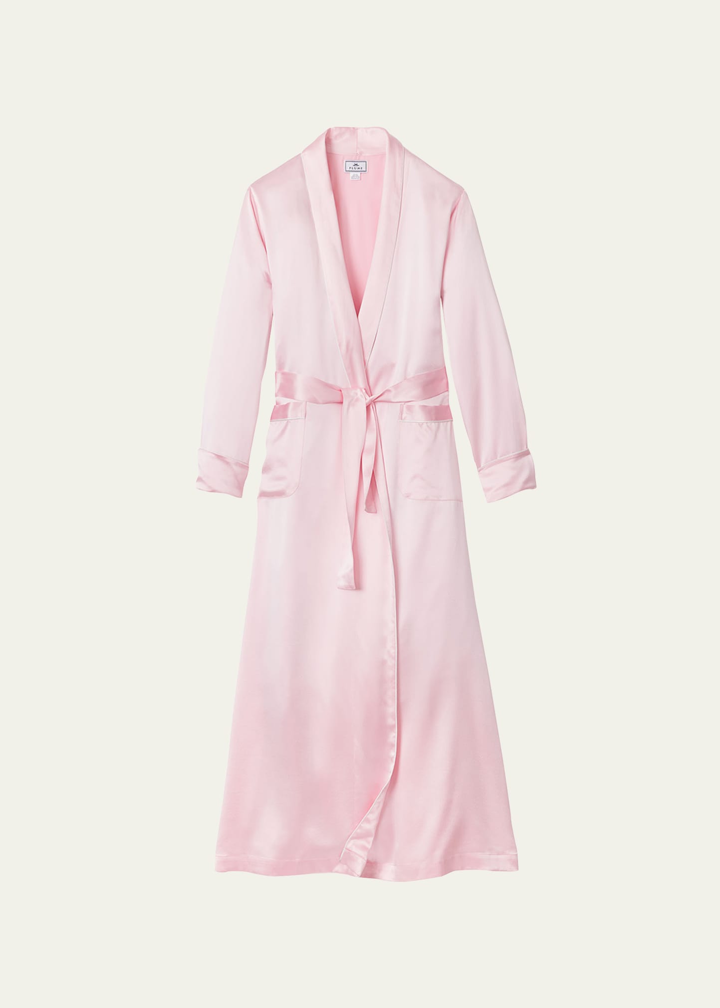 Petite Plume Pink Silk Long Robe In Pink