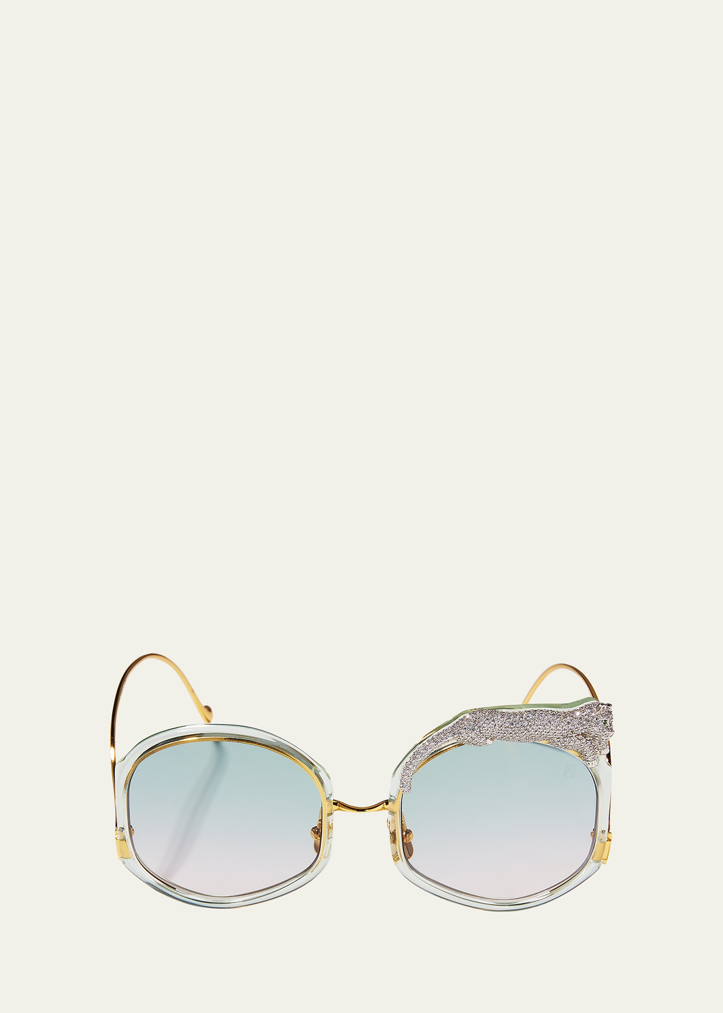 Anna-Karin Karlsson Panther Square Titanium-Crystal Sunglasses