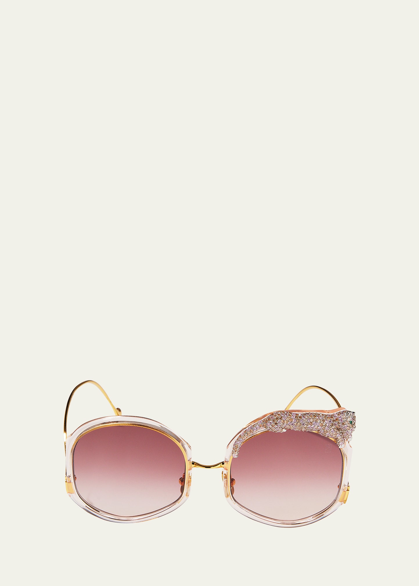 Rose Et Le Reve Leopard Round Acetate Sunglasses