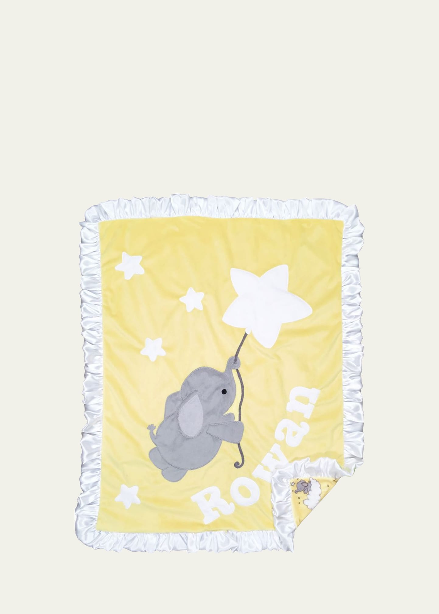 Boogie Baby Kids' Elephant And Star Baby Blanket W/ Contrast Trim In Banana