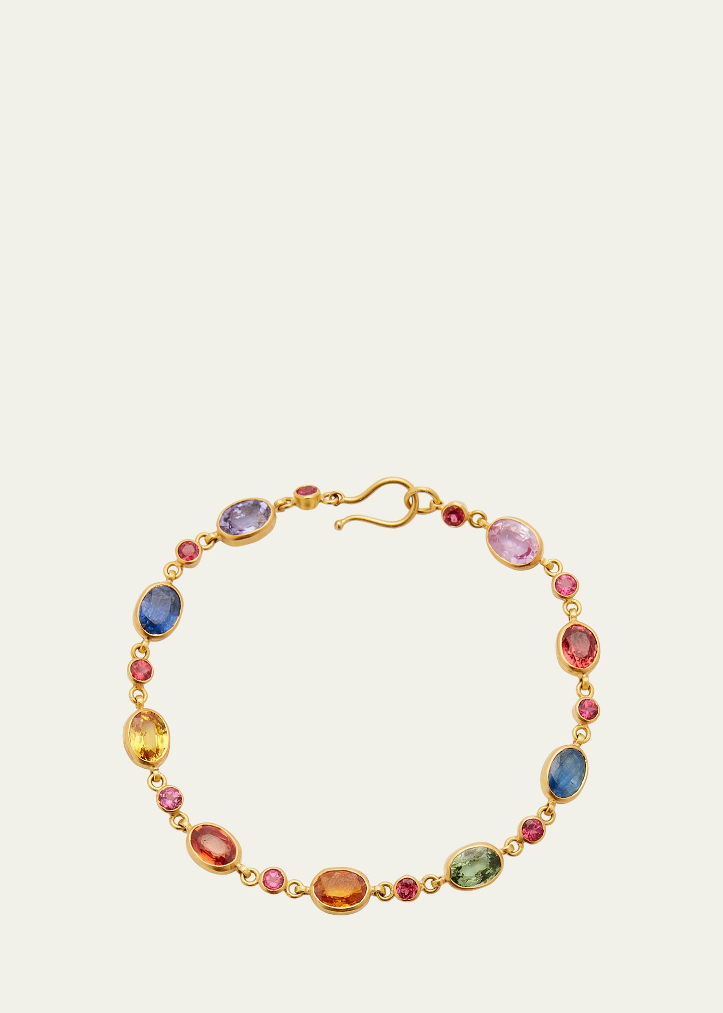 22k Gold Link Bracelet with Multicolor Sapphires