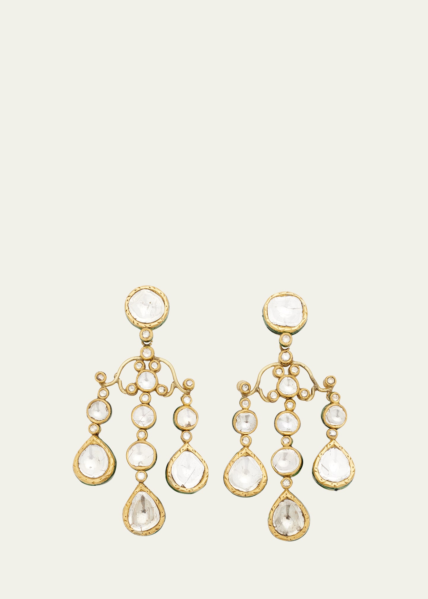 22k Gold Pendant Earrings With Diamonds