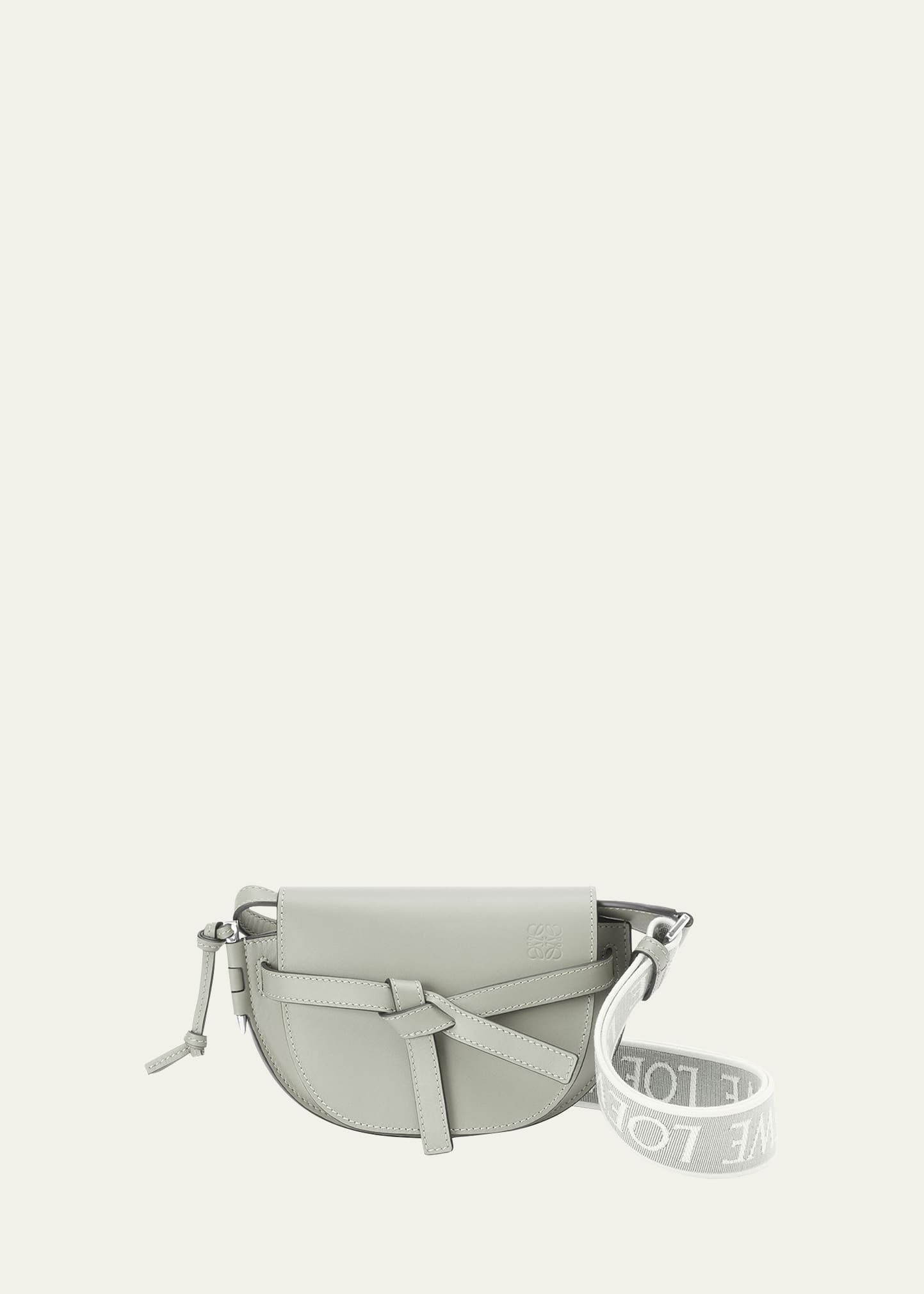 Loewe Mini Gate Dual Leather Shoulder Bag In Ash Grey
