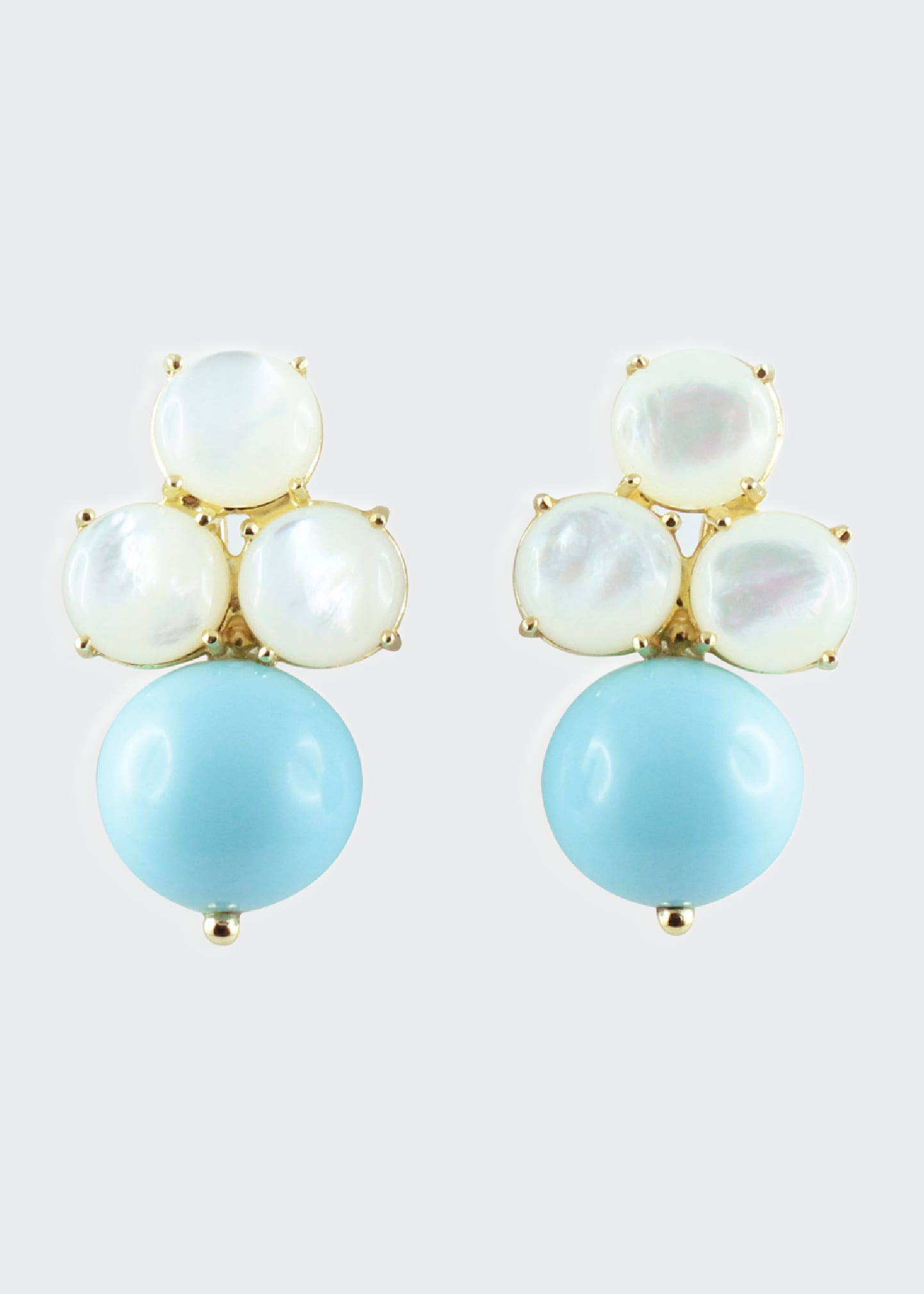 Grazia And Marica Vozza Tris Boule Mother-of-Pearl and Turquoise Resin Earrings
