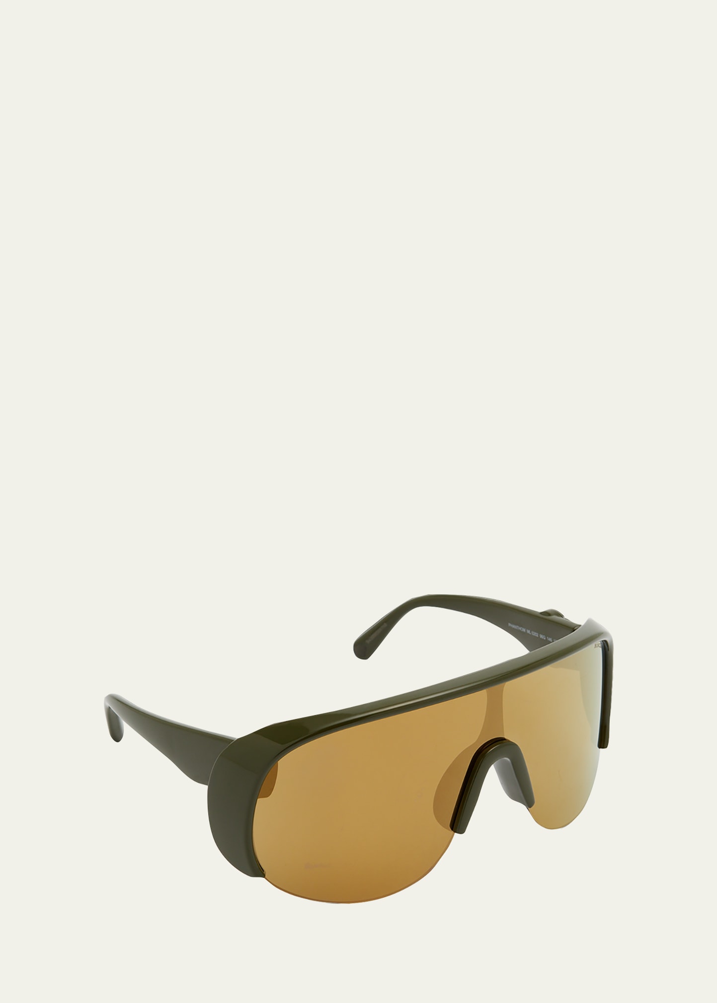 Moncler Lunettes Men's Phantom Mirror Lens Shield Sunglasses In Green/brown