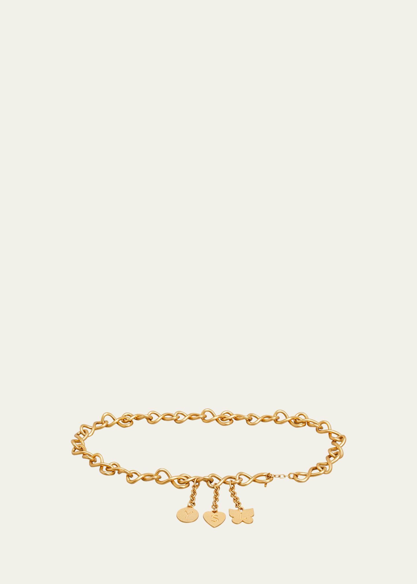 Saint Laurent Gold Infinity Chain Charm Belt In Vintage Gold  display picture 2