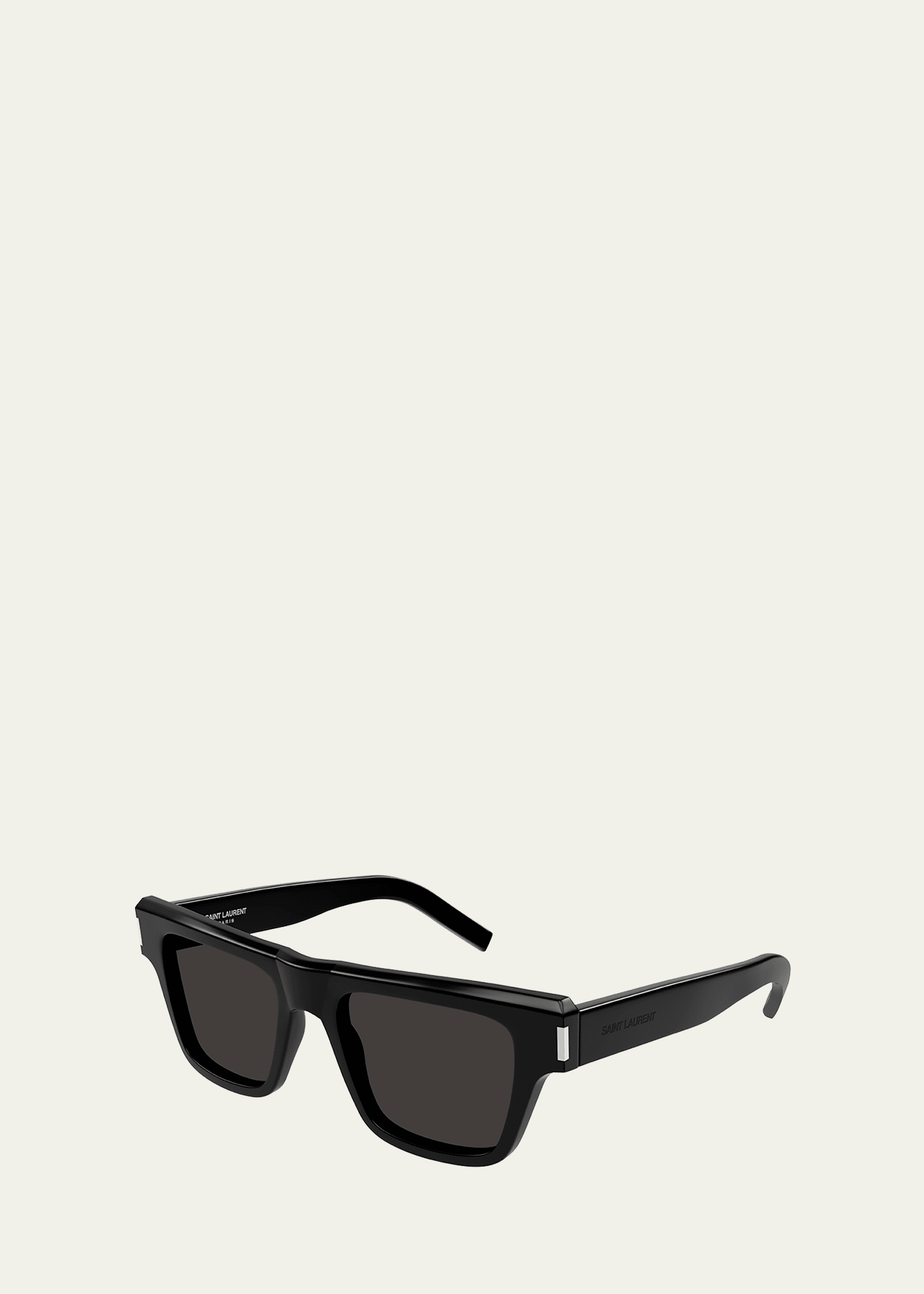 Shop Saint Laurent Men's Square Acetate Sunglasses In Shiny Black