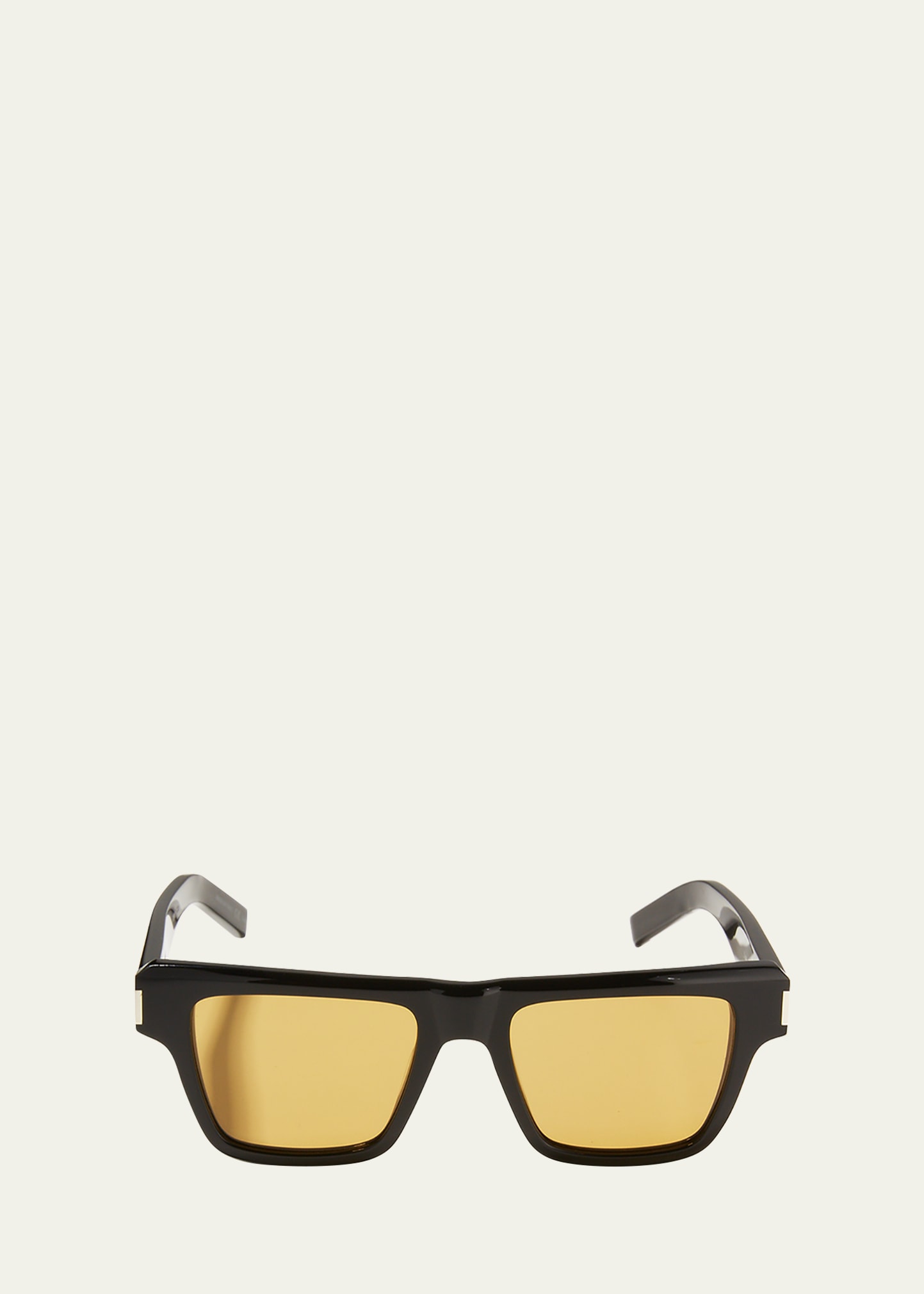 Saint Laurent Men's Square Acetate Sunglasses In Black/yellow