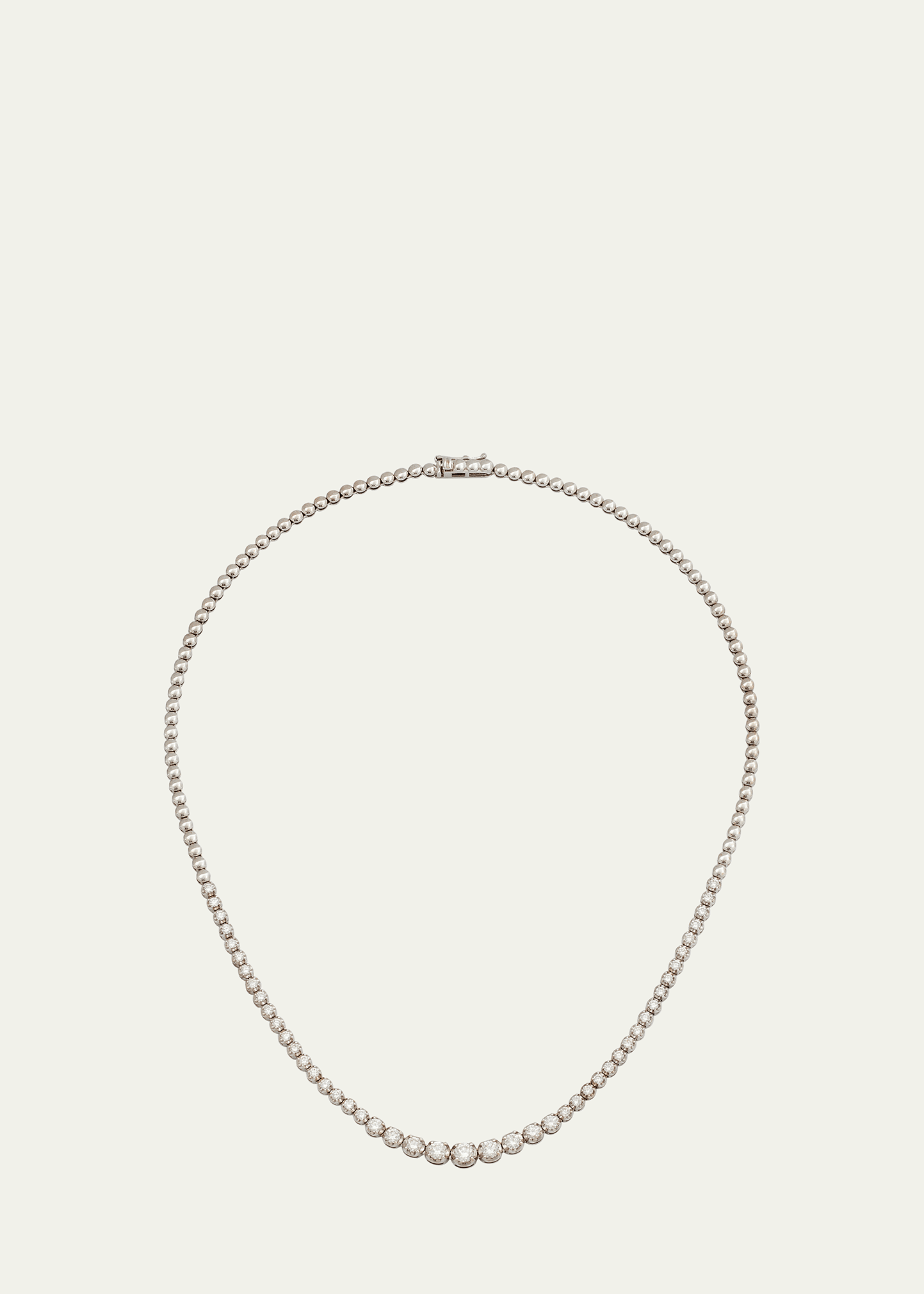 18k white gold graduated diamond tennis necklace