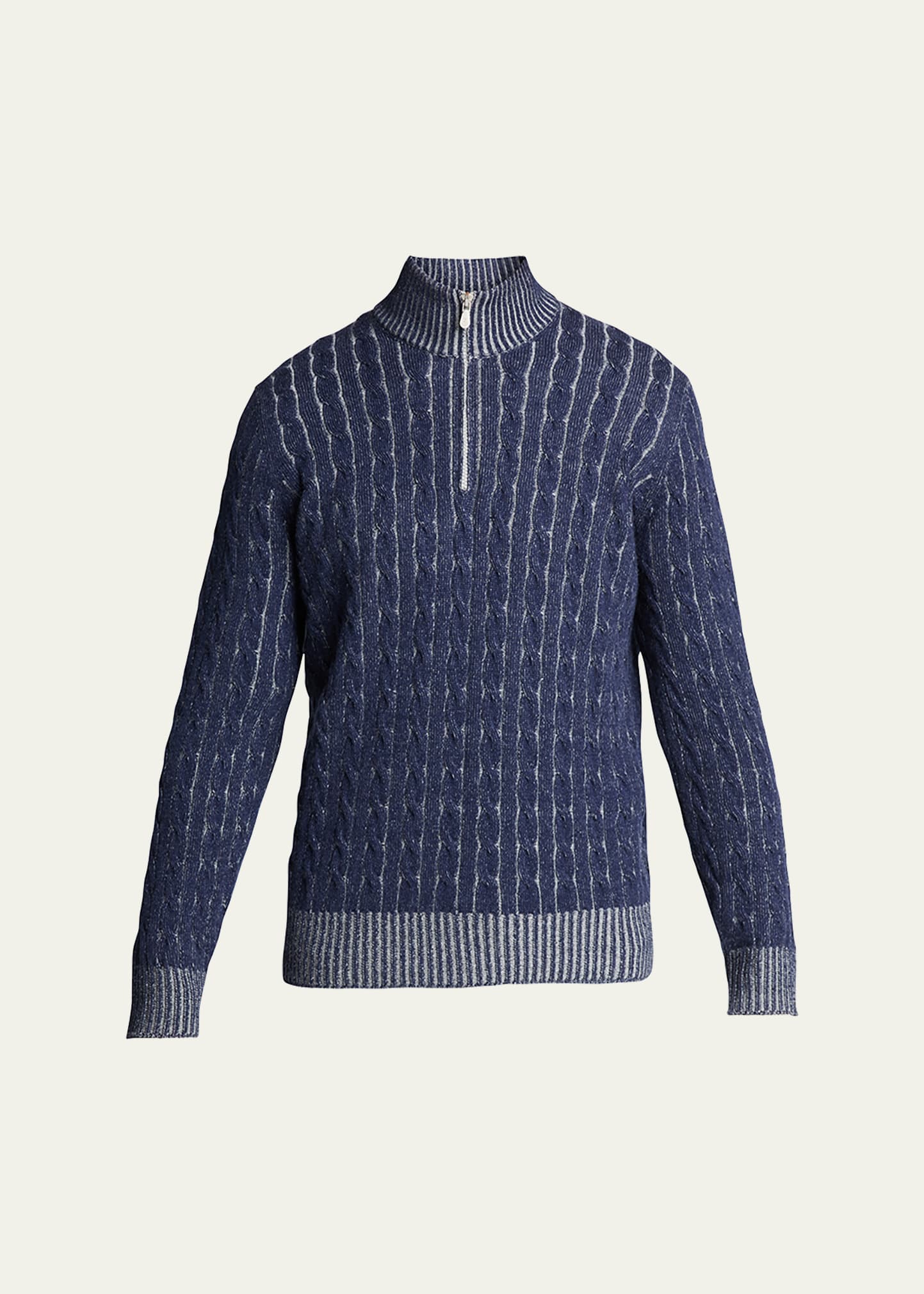 Brunello Cucinelli Men's Cable 1/4-Zip Cashmere Sweater
