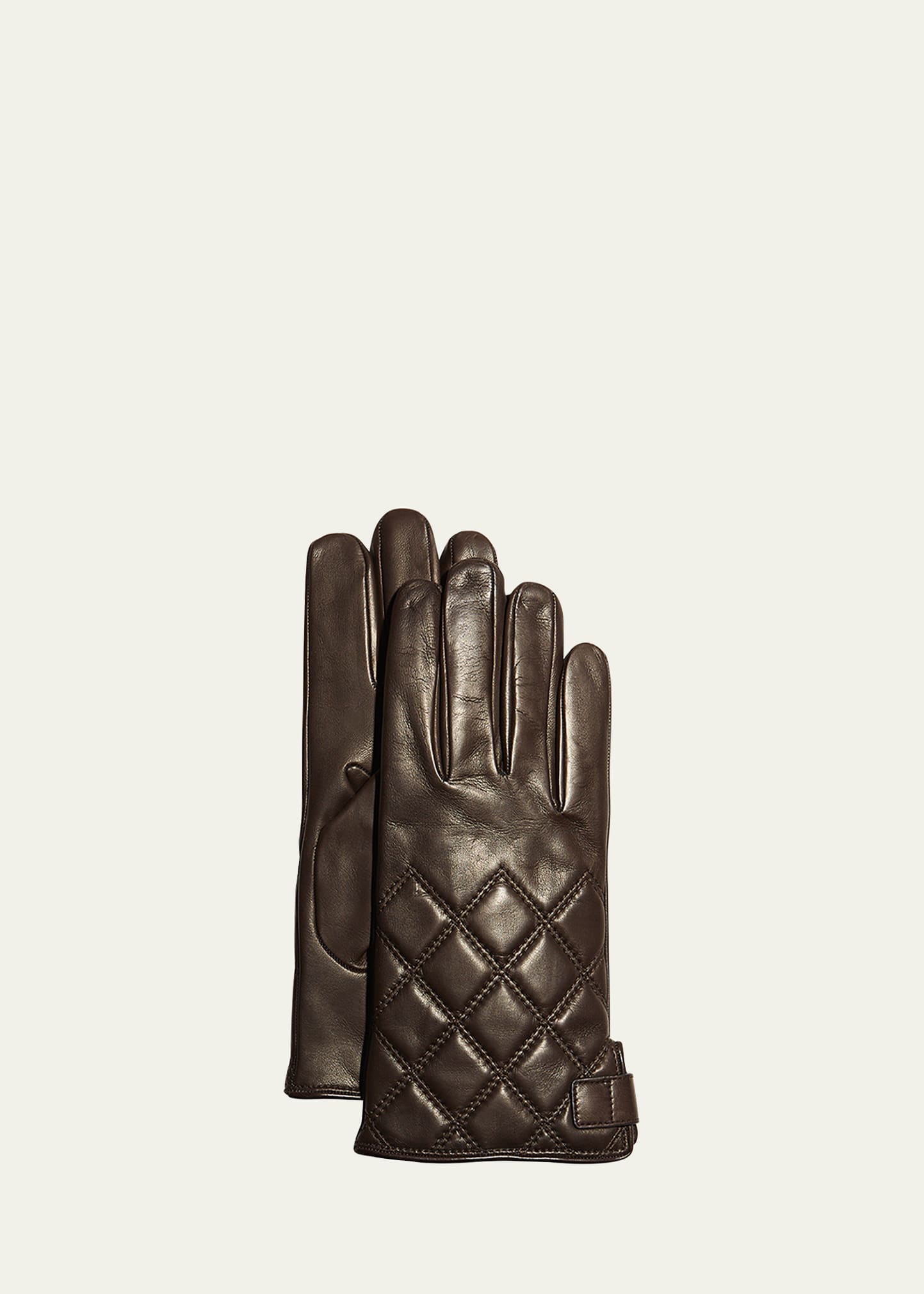 Guanti Giglio Fiorentino Men's Quilted Napa Snap Gloves With Cashmere Lining In Brown