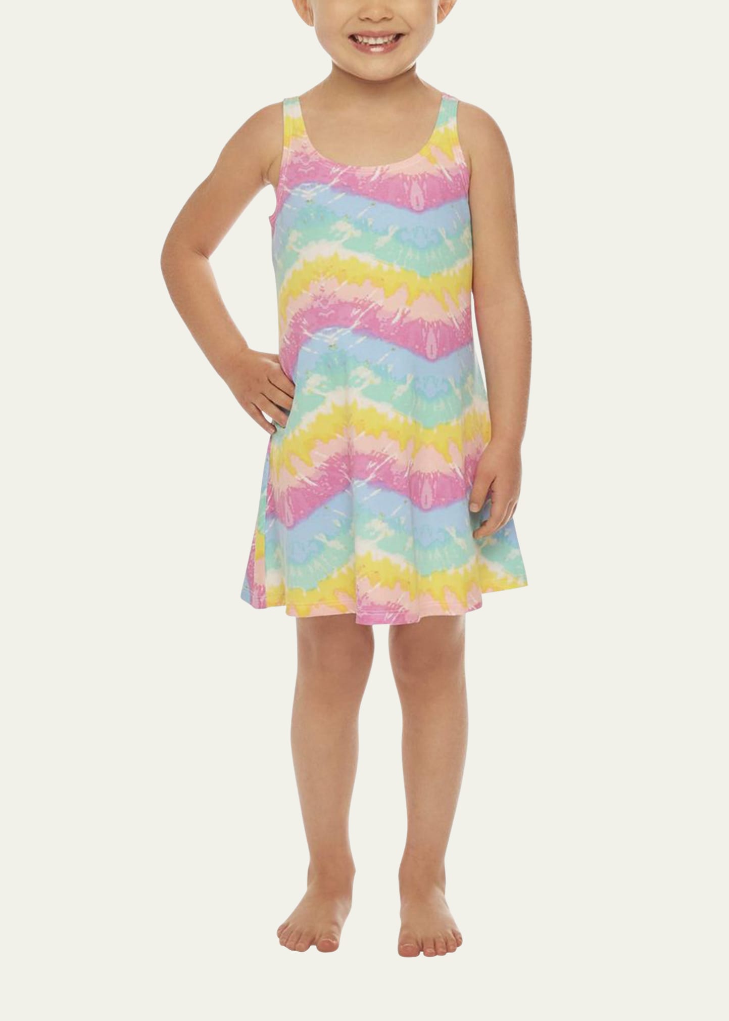 Girl's Rainbow Tie-Dye Lounge Tank Dress, Size XS-L