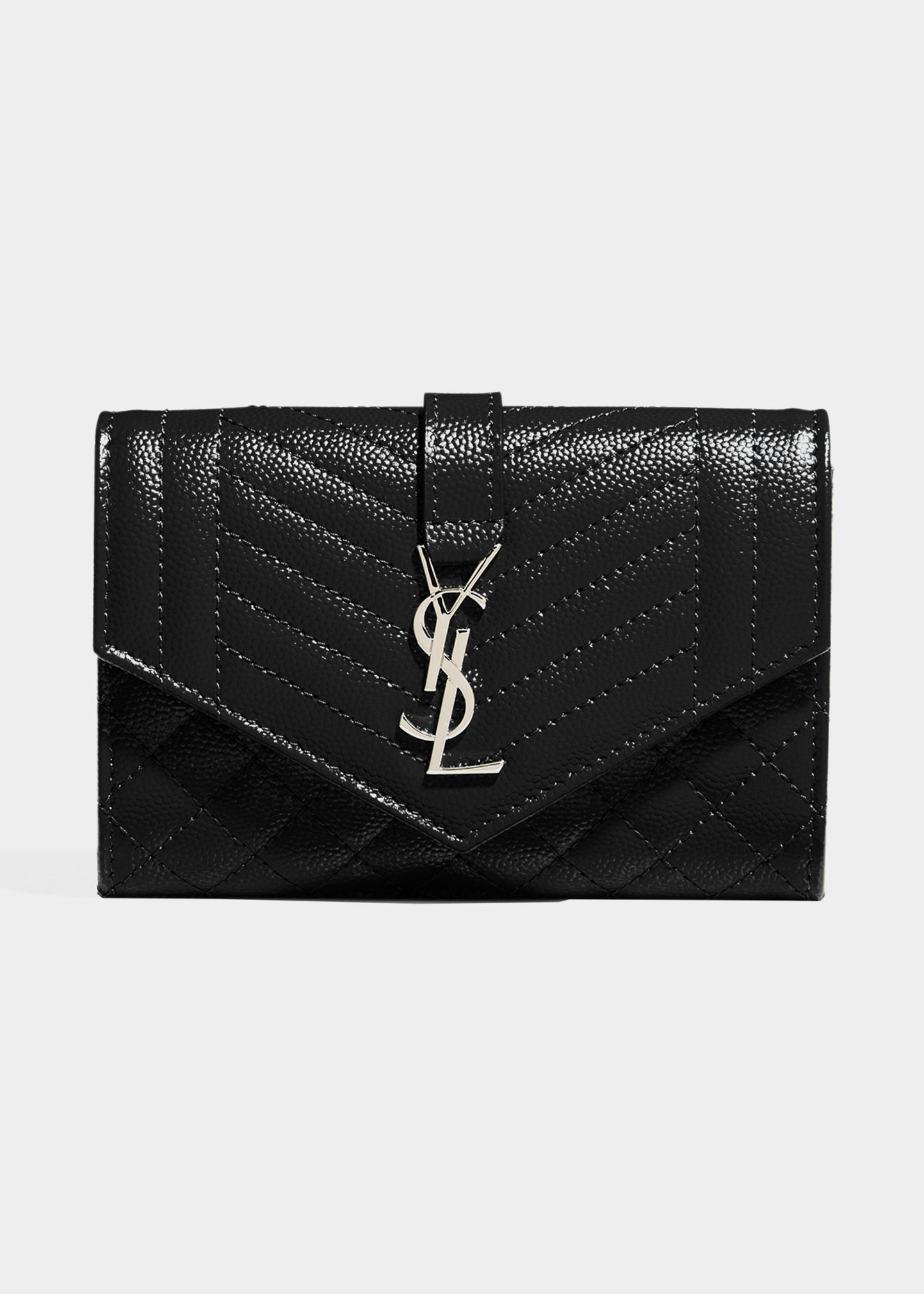 Saint Laurent Small Ysl Grain De Poudre Matelasse Envelope Wallet In