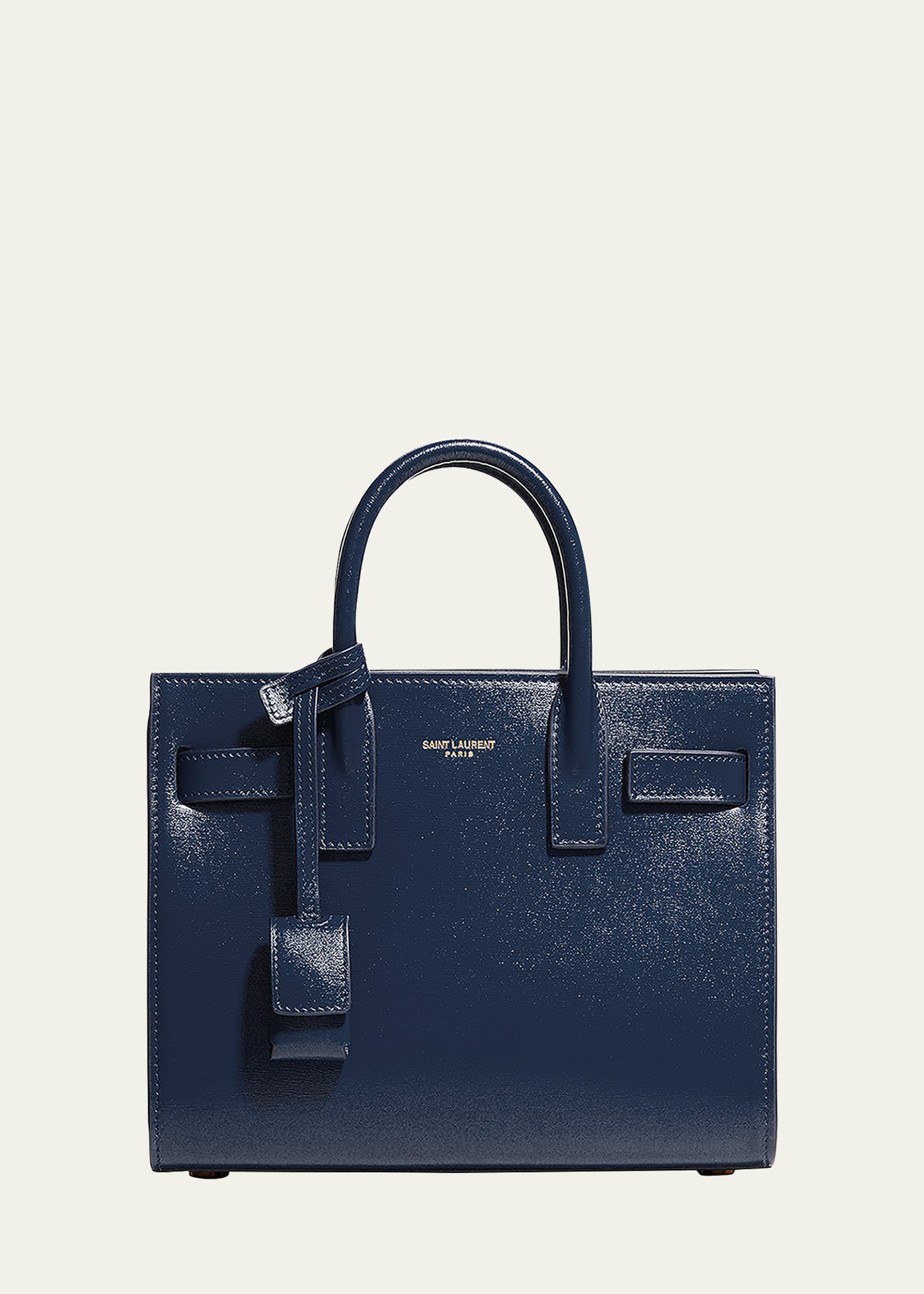 Saint Laurent Sac De Jour Nano Shiny Leather Satchel Bag In 4227 Blue Char