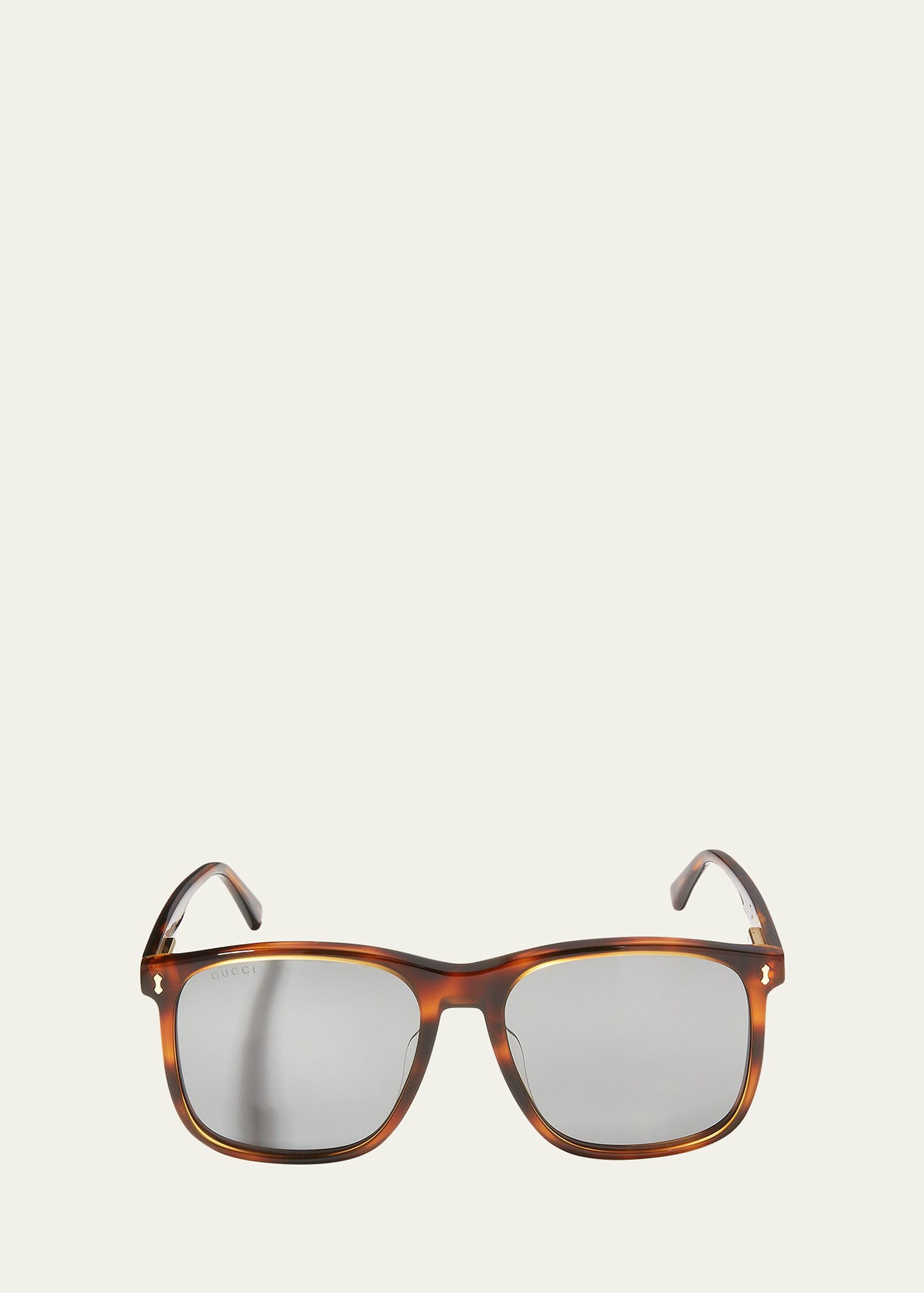 Gucci Men's Oversized Rectangle Acetate Sunglasses In Brown