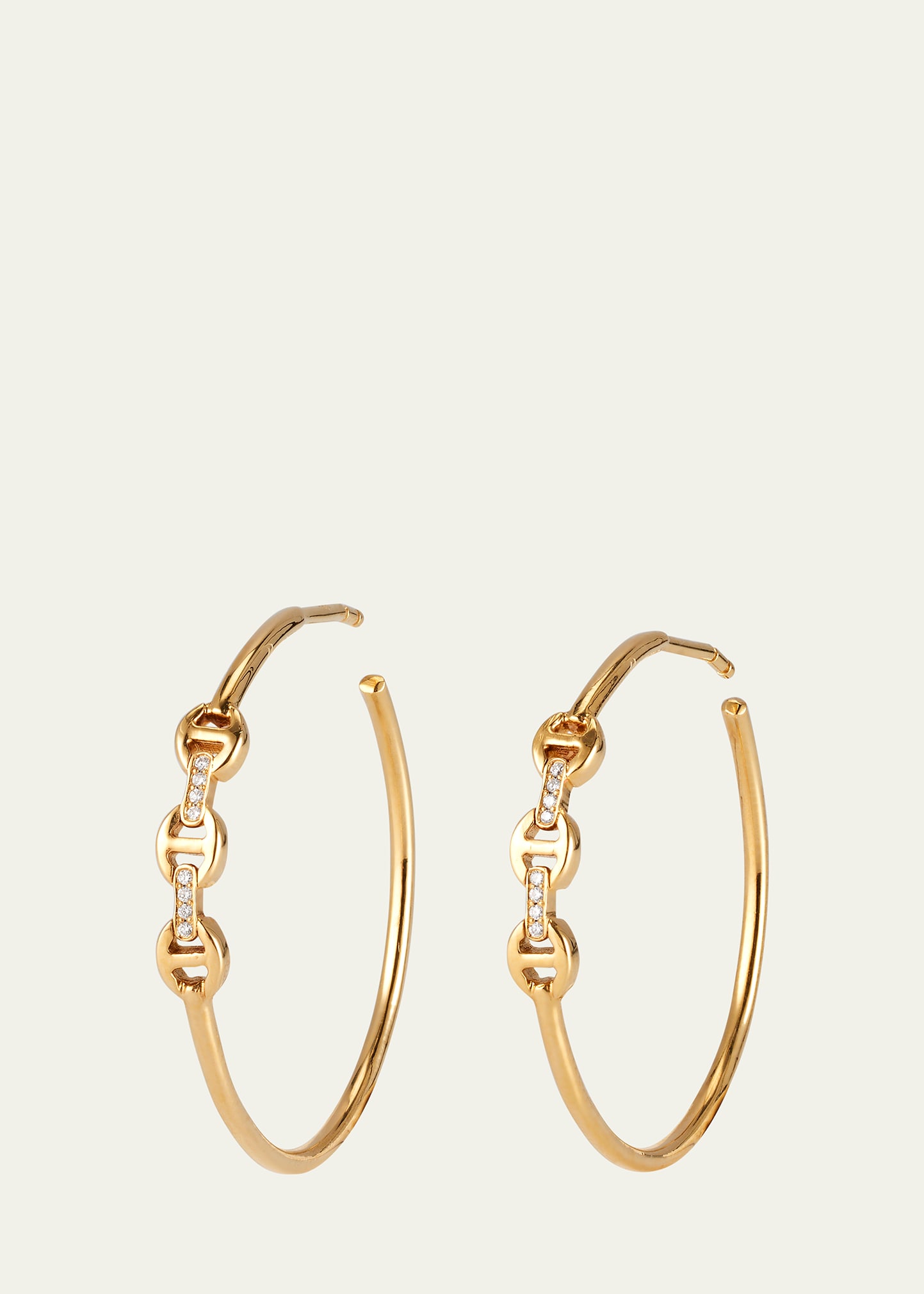 Mini Hoop Earrings with Diamond Bridges