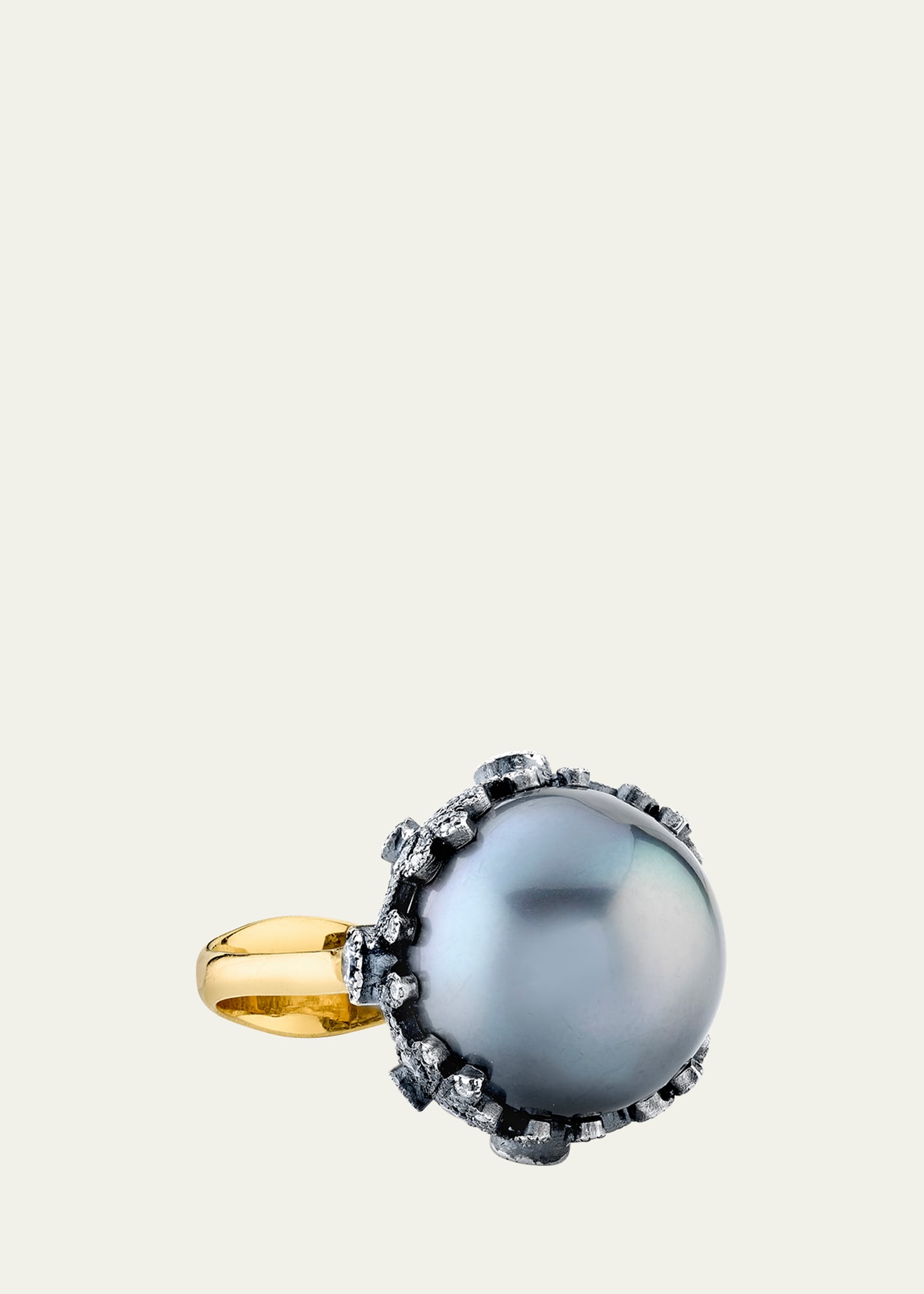 Arman Sarkisyan Pearl and Diamond Ring in 22k Gold