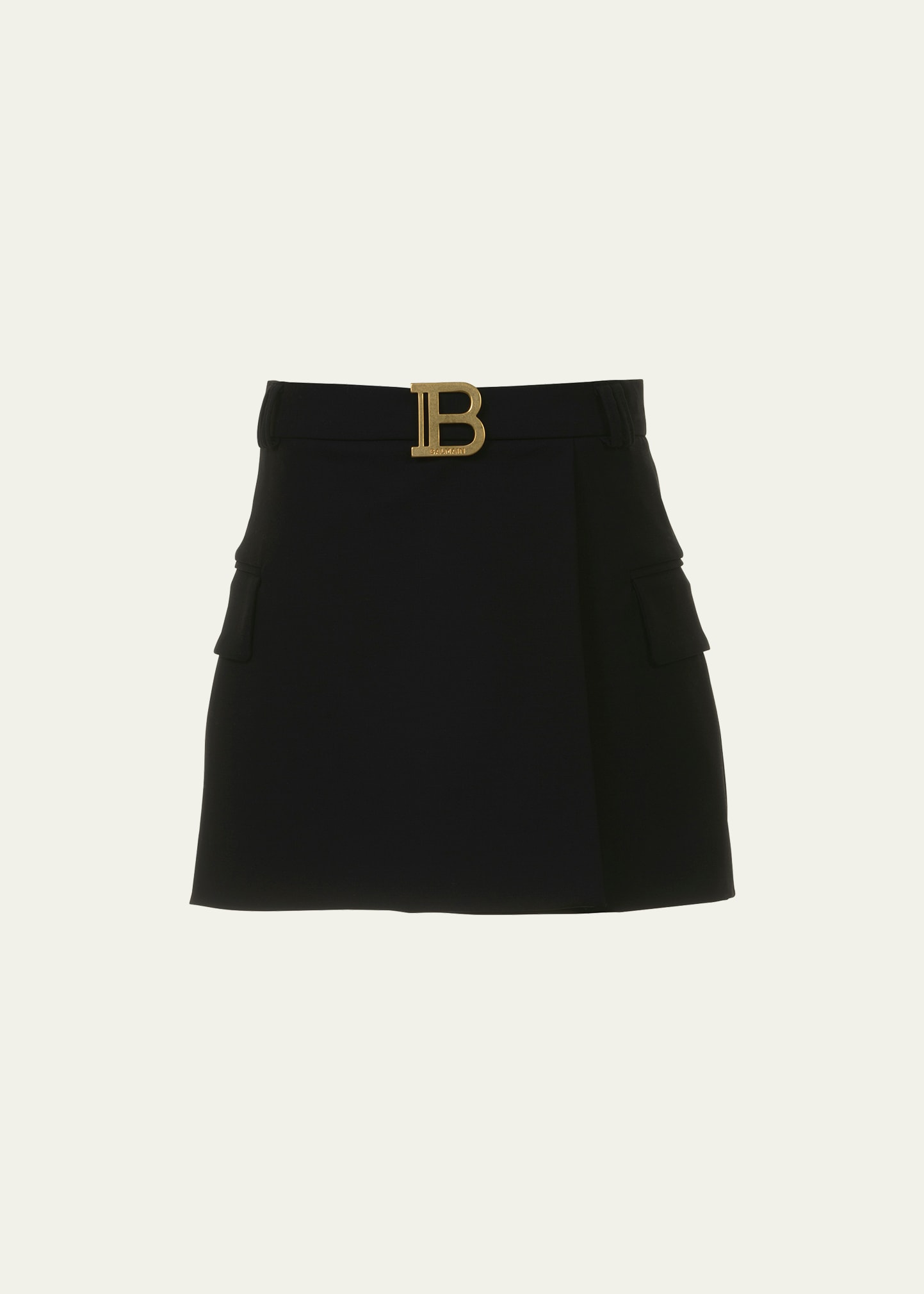 Balmain Girls' Wool Skirt With Gold Buckle (mini Me) In Black/gold