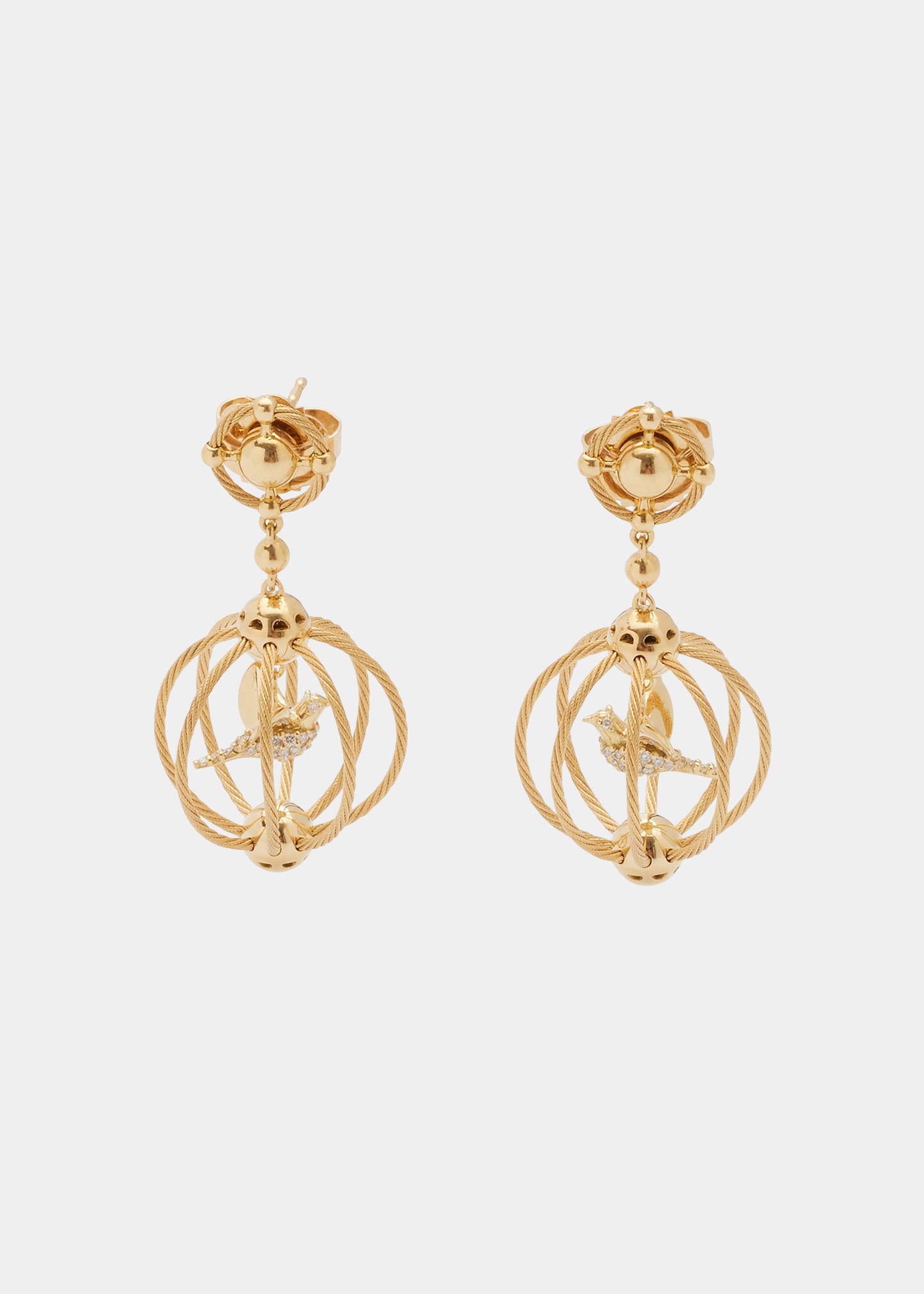 18k Gold Birdcage Earrings with Diamonds