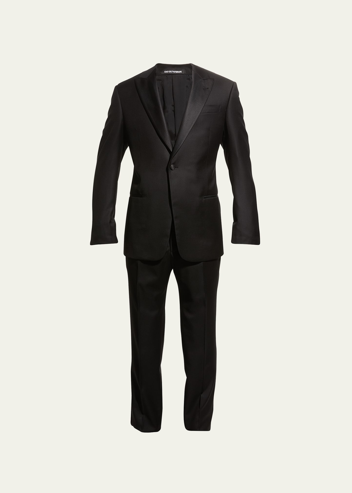 Emporio Armani Single Breasted Peak Lapel Tuxedo In Solid Black