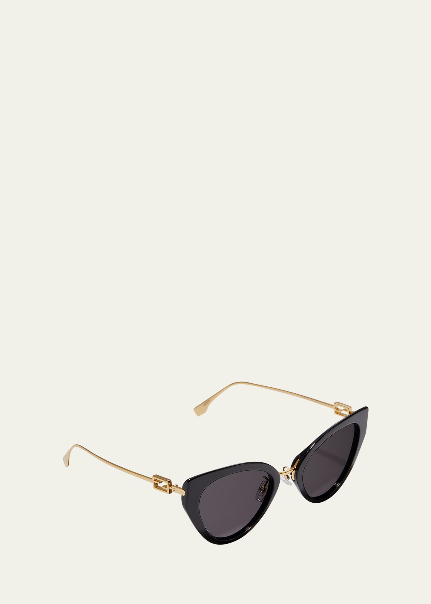Fendi Iconic Baguette Acetate Cat-eye Sunglasses In Shiny Black 