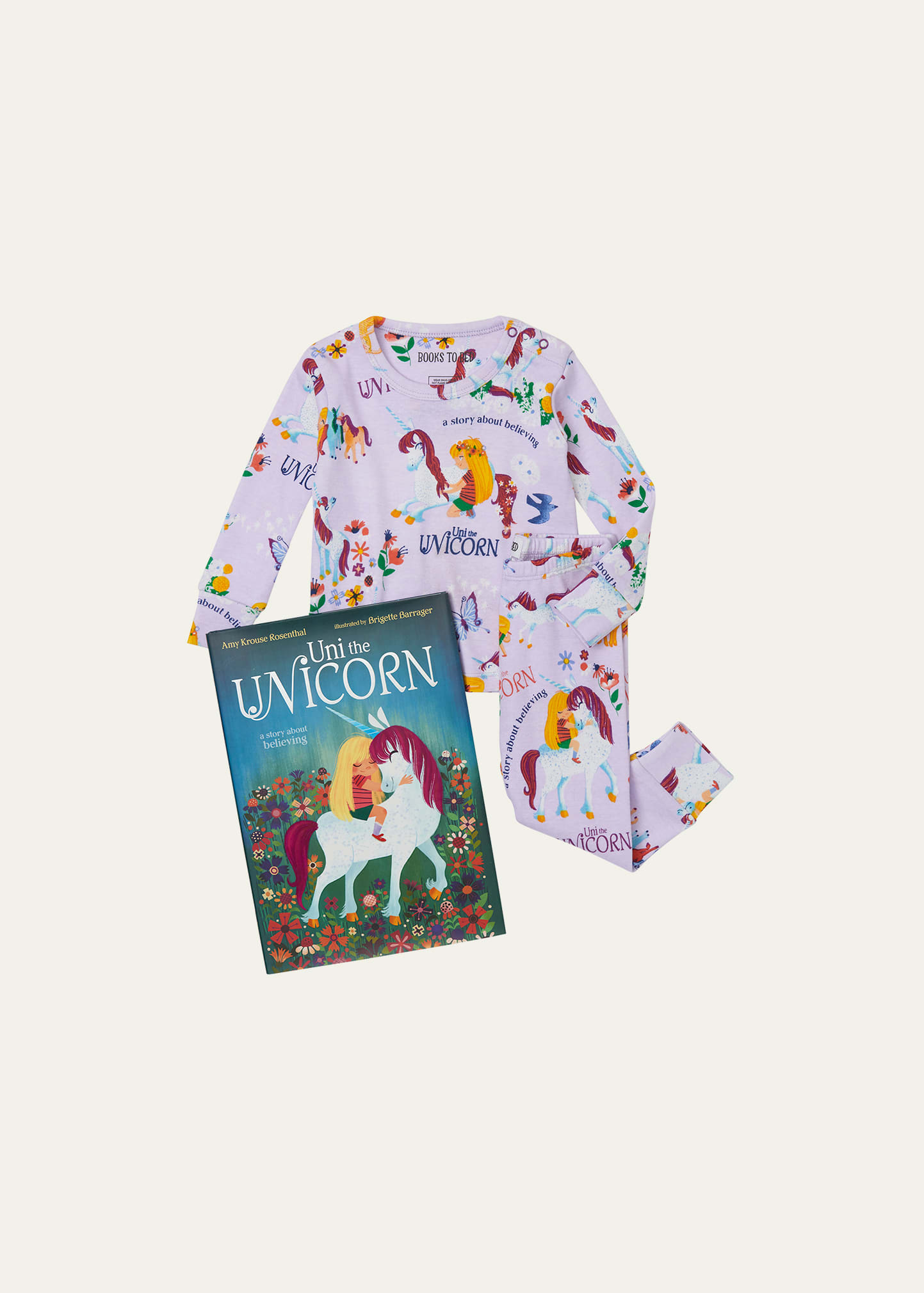 Books To Bed Girl's Uni the Unicorn Printed Pajama Gift Set, Size 12-24M