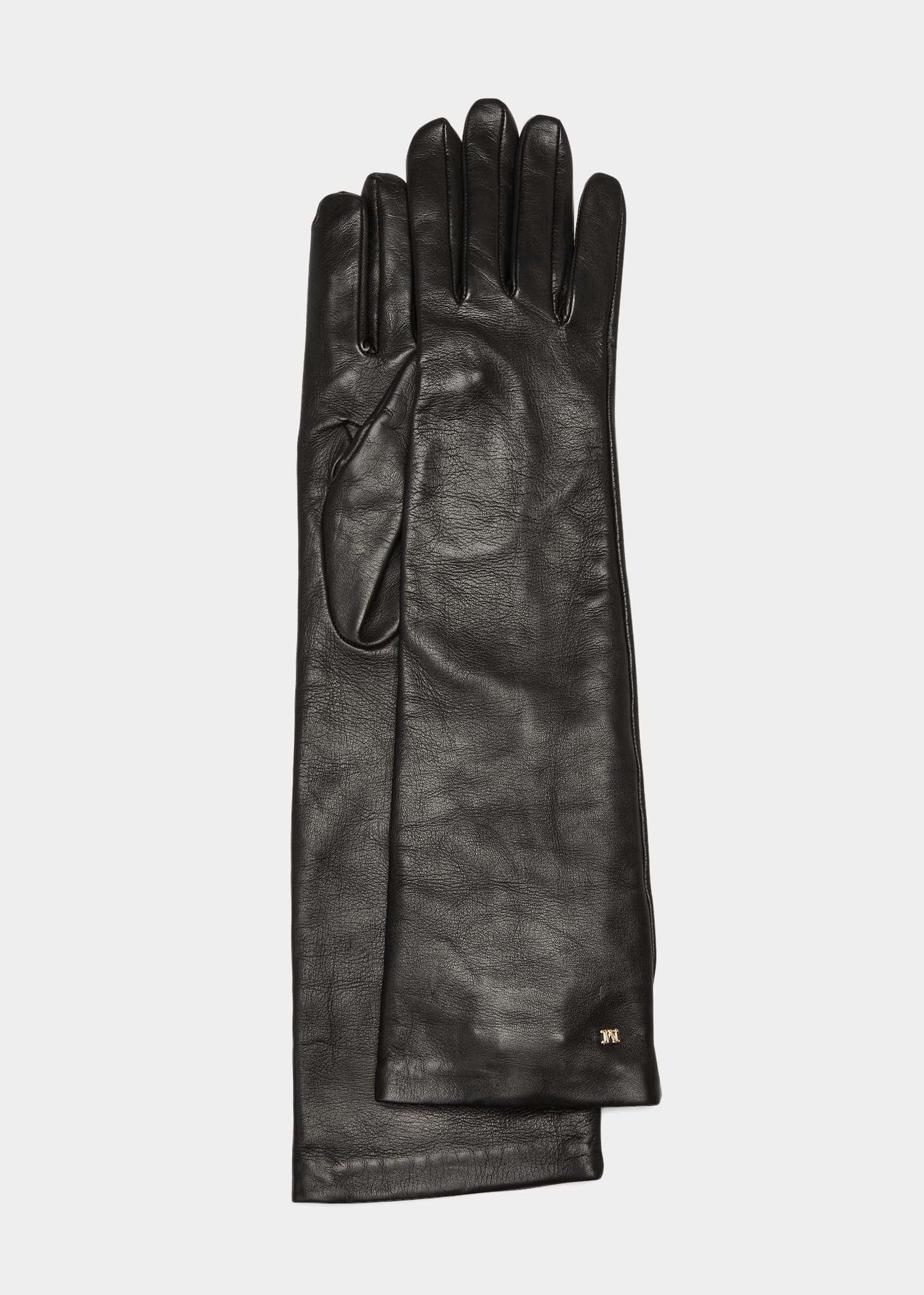 Max Mara Afidee Long Leather Gloves In Black