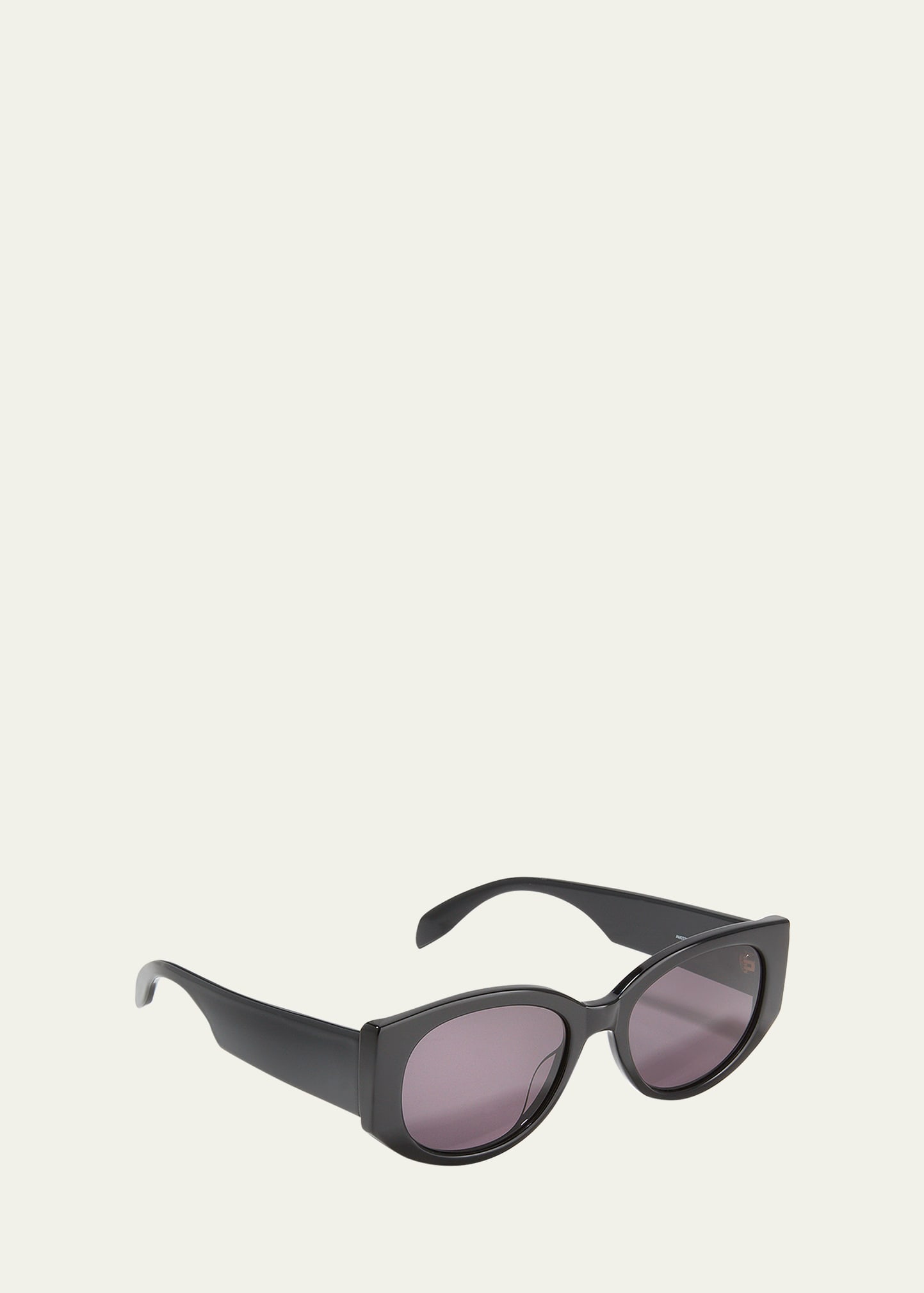 Alexander Mcqueen Logo Rectangle Acetate Sunglasses In 002 Black/smoke