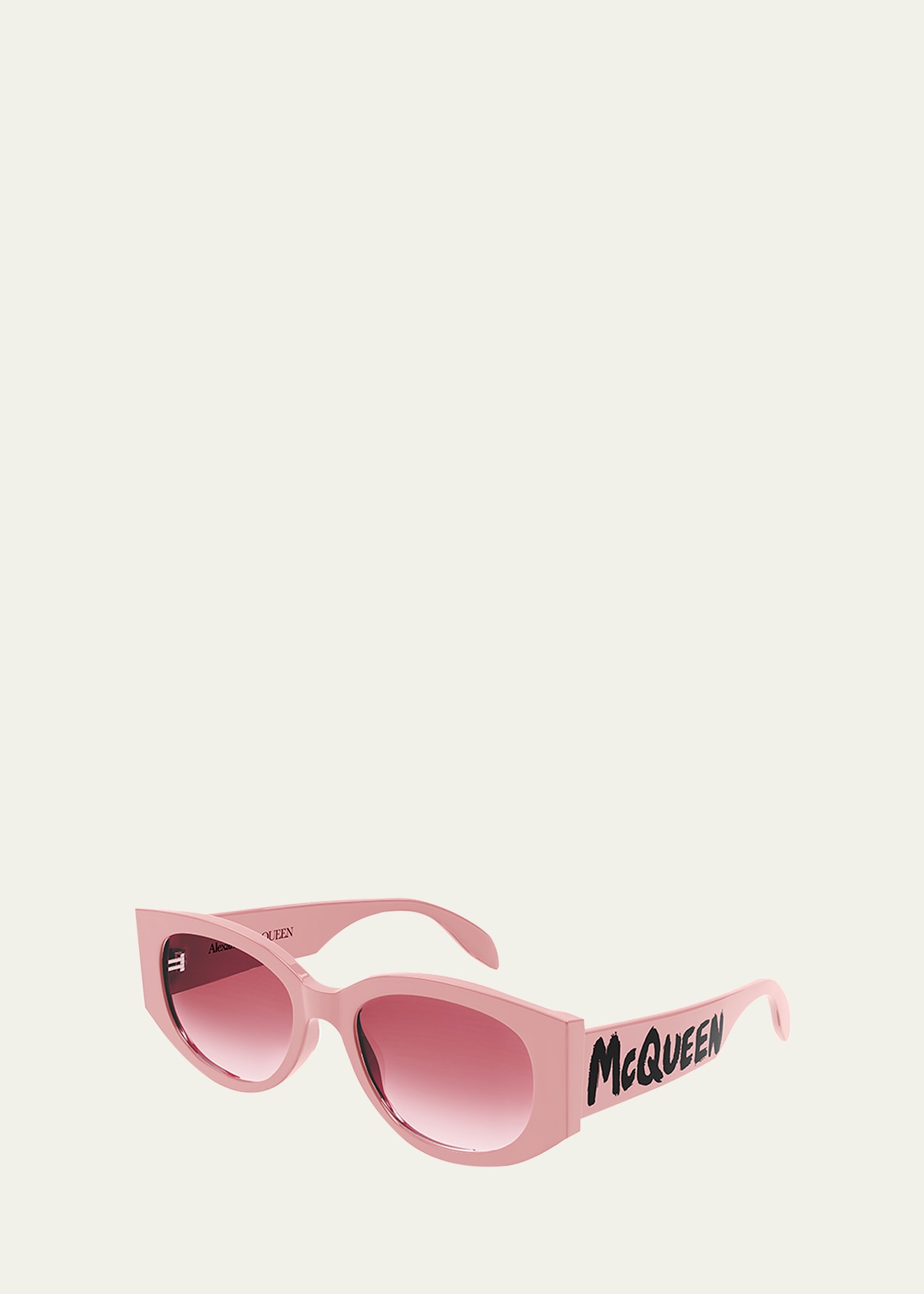 Alexander Mcqueen Graffiti Logo-print Oval-frame Sunglasses In Shiny Pink