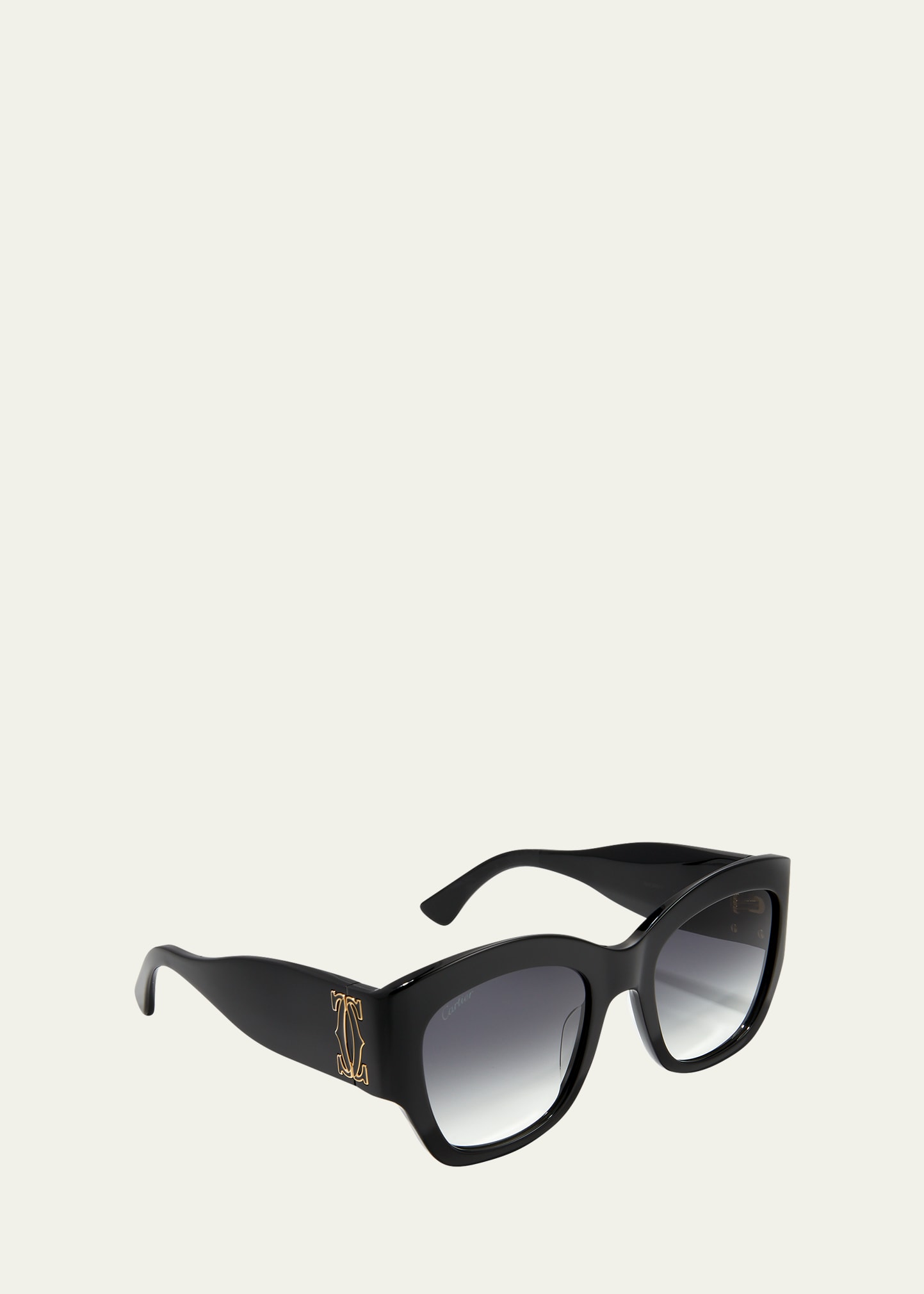 Cartier Oversized Acetate Cat-eye Sunglasses In Black
