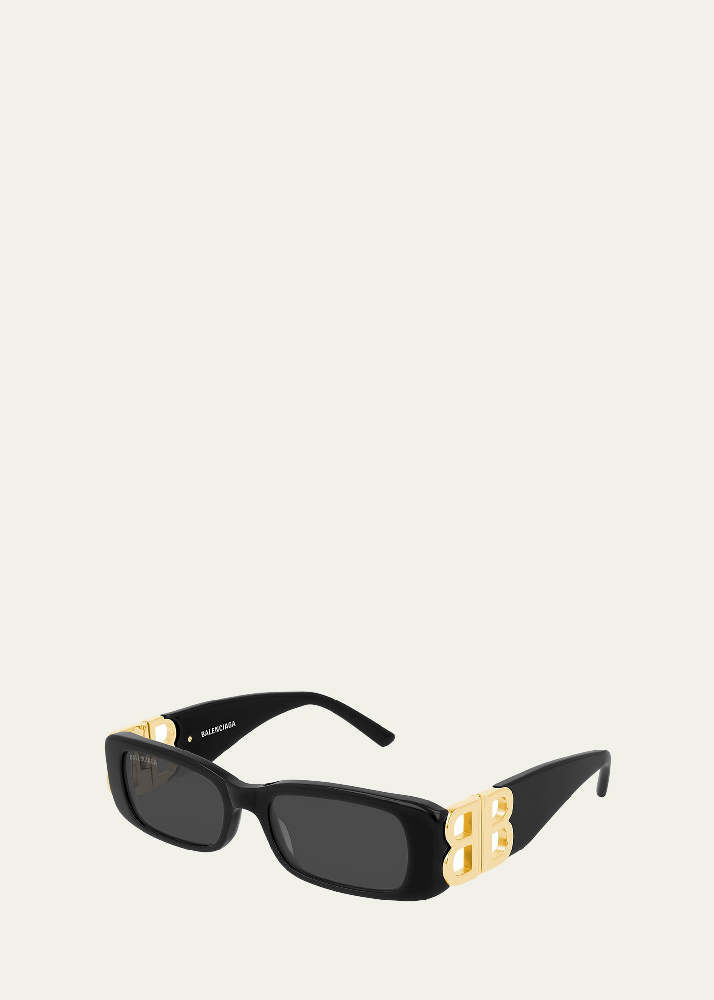 Balenciaga Logo Rectangle Acetate Sunglasses In 001 Shiny Black