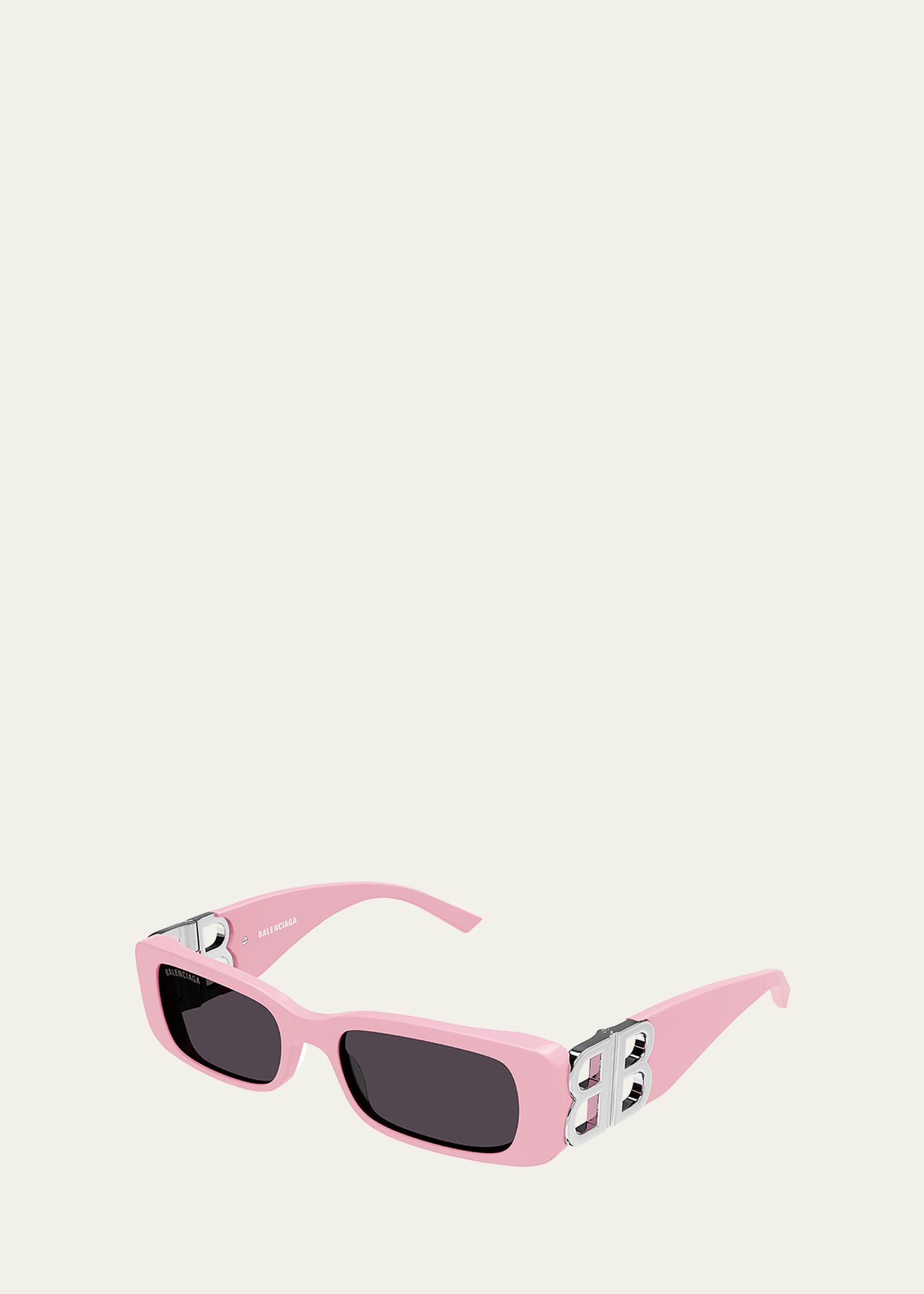 Balenciaga Dynasty Rectangle-frame Sunglasses In Shiny Solid Pink