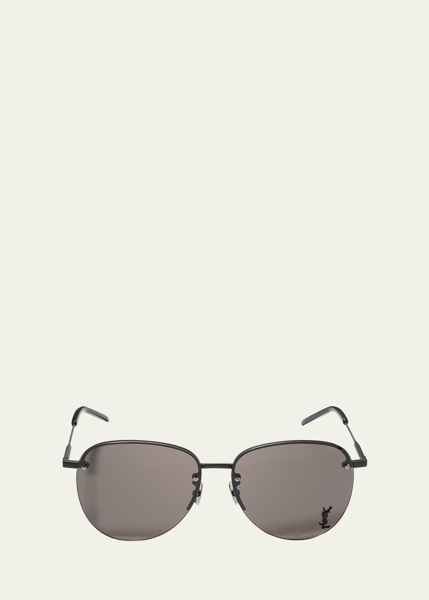 Saint Laurent Monogram Pin 61mm Aviator Sunglasses In Semimatte Black