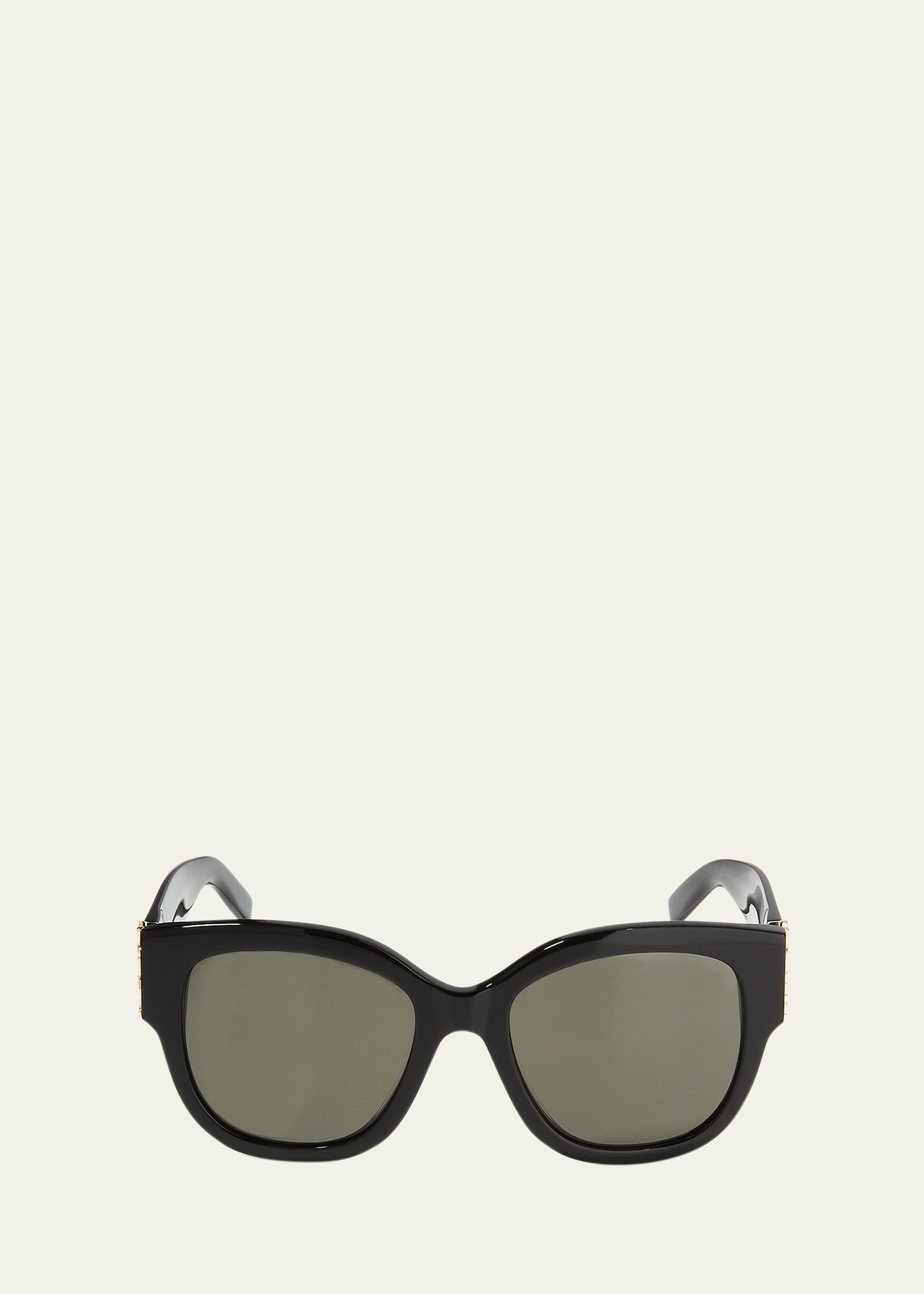 Shop Saint Laurent Ysl Oversized Acetate Cat-eye Sunglasses In Shiny Black