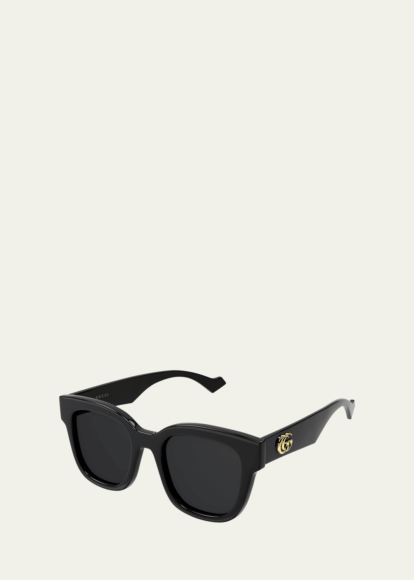 Shop Gucci Oversized Rectangle Acetate Sunglasses In Shiny Black