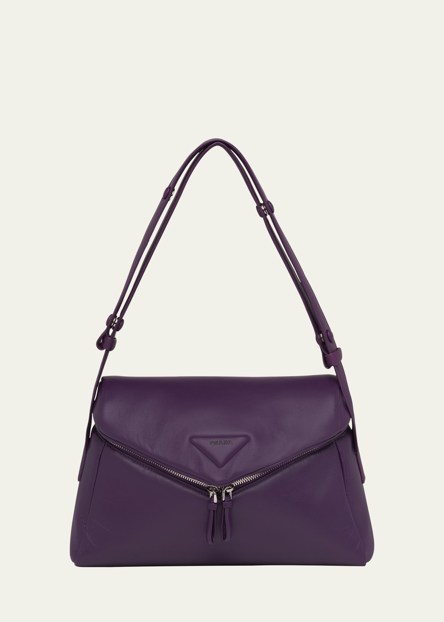 Prada Napa Zip Shoulder Bag In Purple