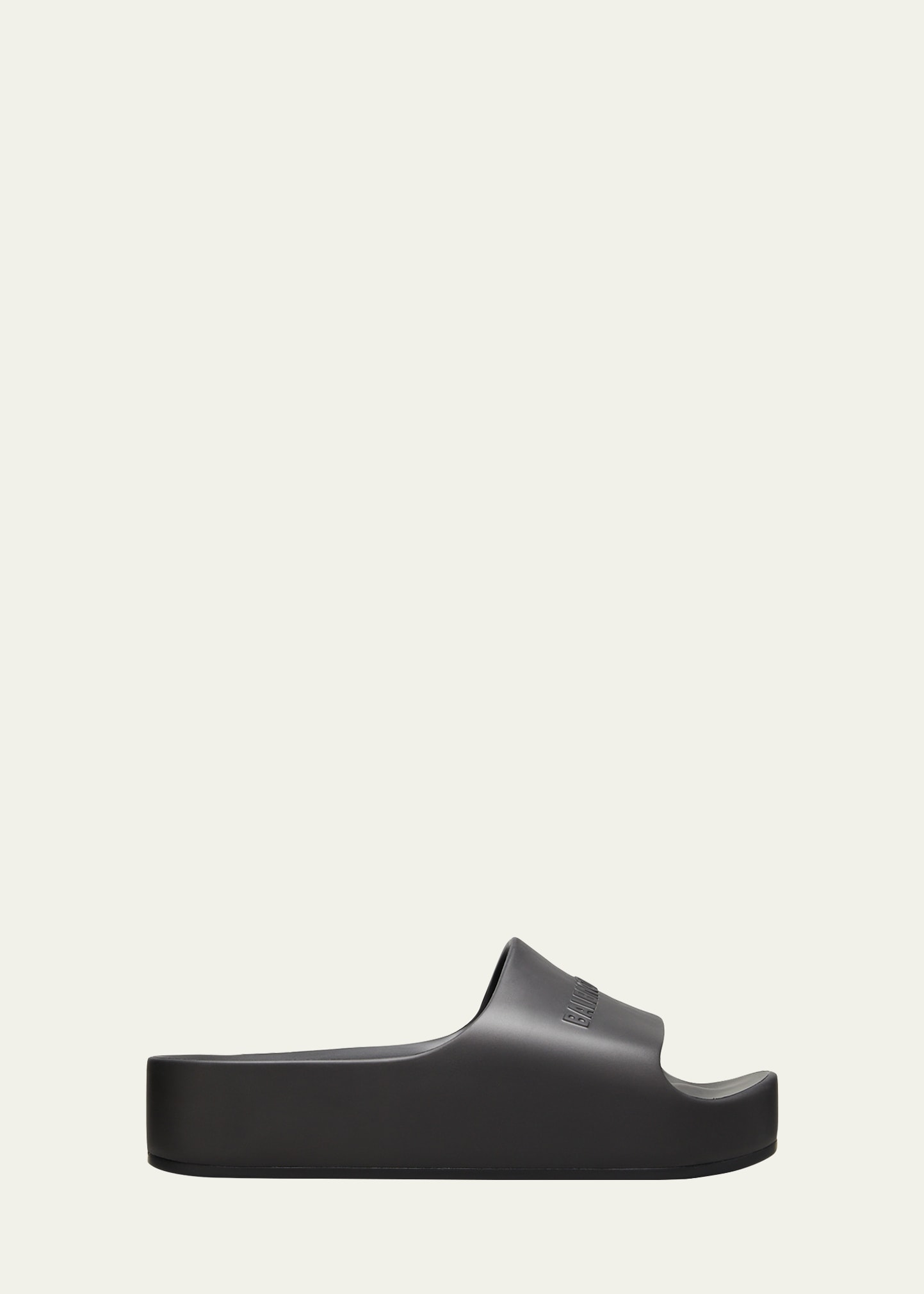 Balenciaga Womens Black Mono Platform Rubber Pool Slides 5 In Noir