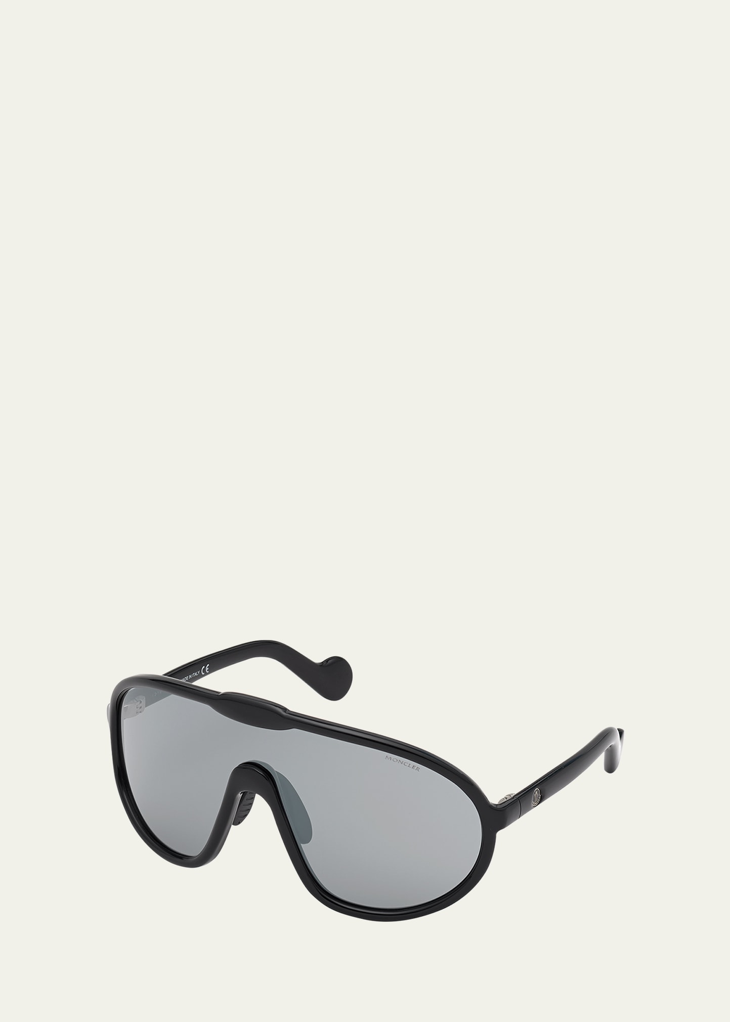 Shop Moncler Halometre Injection Plastic Shield Sunglasses In Black