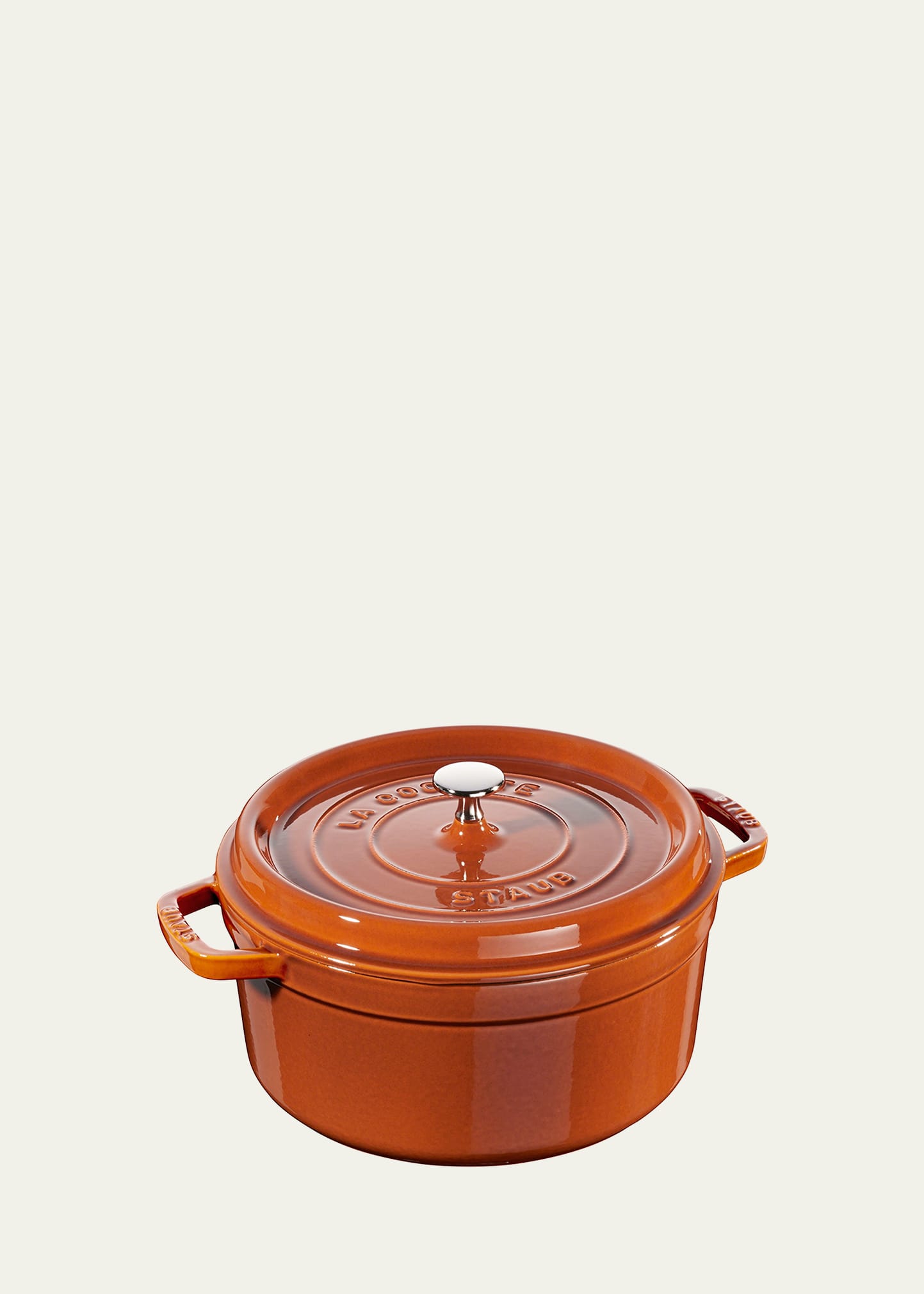 Staub 5.5-qt. Cast Iron Round Cocotte In Burnt Orange