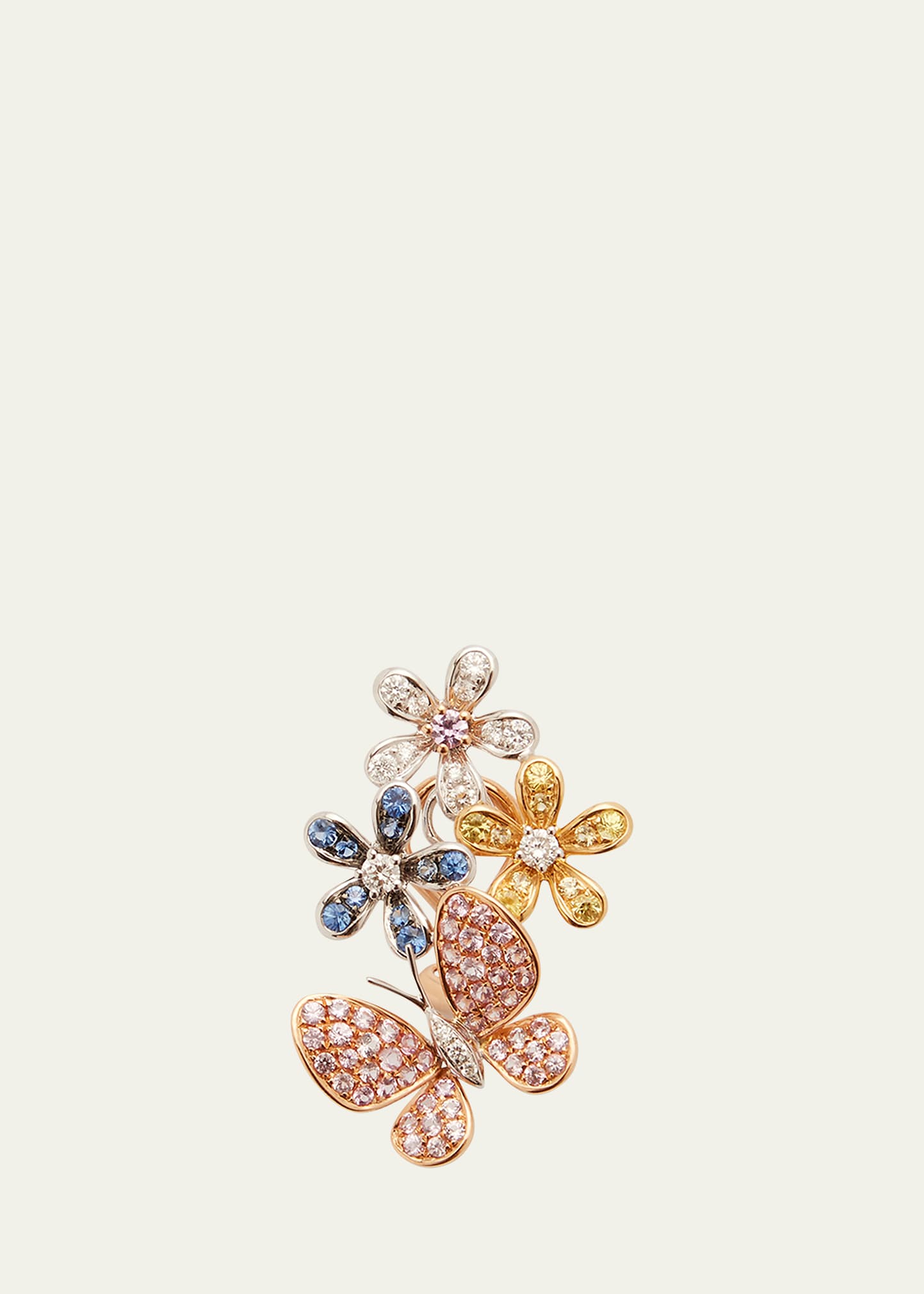 Flower and Butterfly Earring, Single (Right)