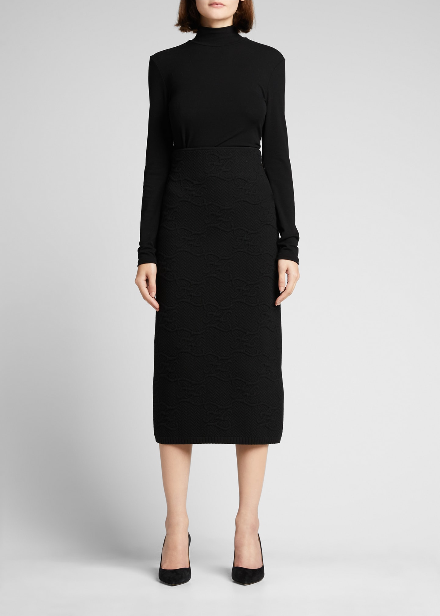 Fendi Karligraphy Quilted Pencil Midi Skirt