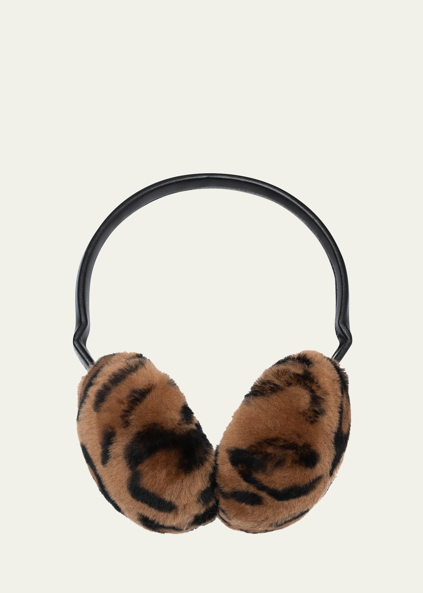 Gorski Lamb Shearling Earmuffs In Black Brown Leopa