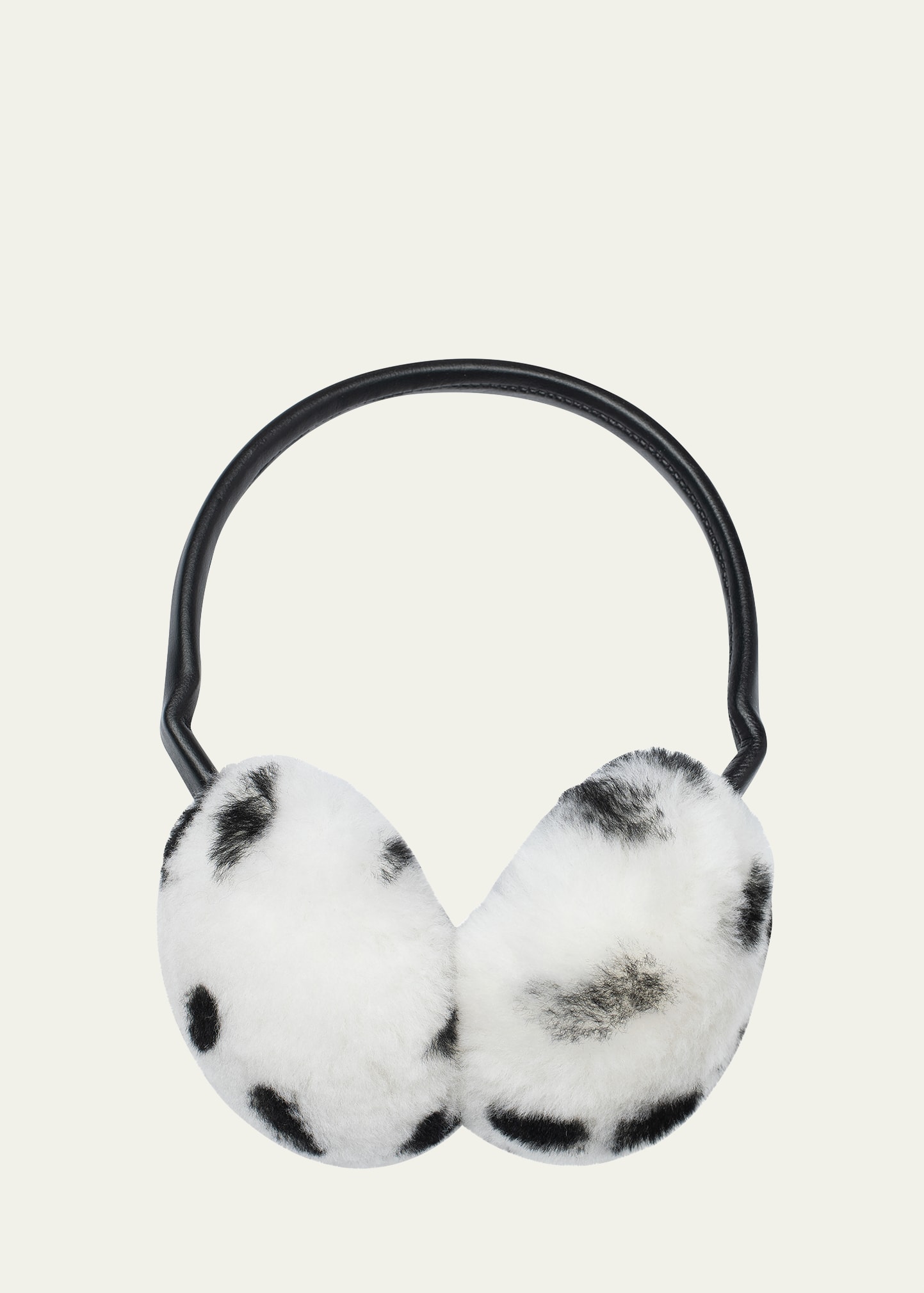 Gorski Lamb Shearling Earmuffs In White Black Spott