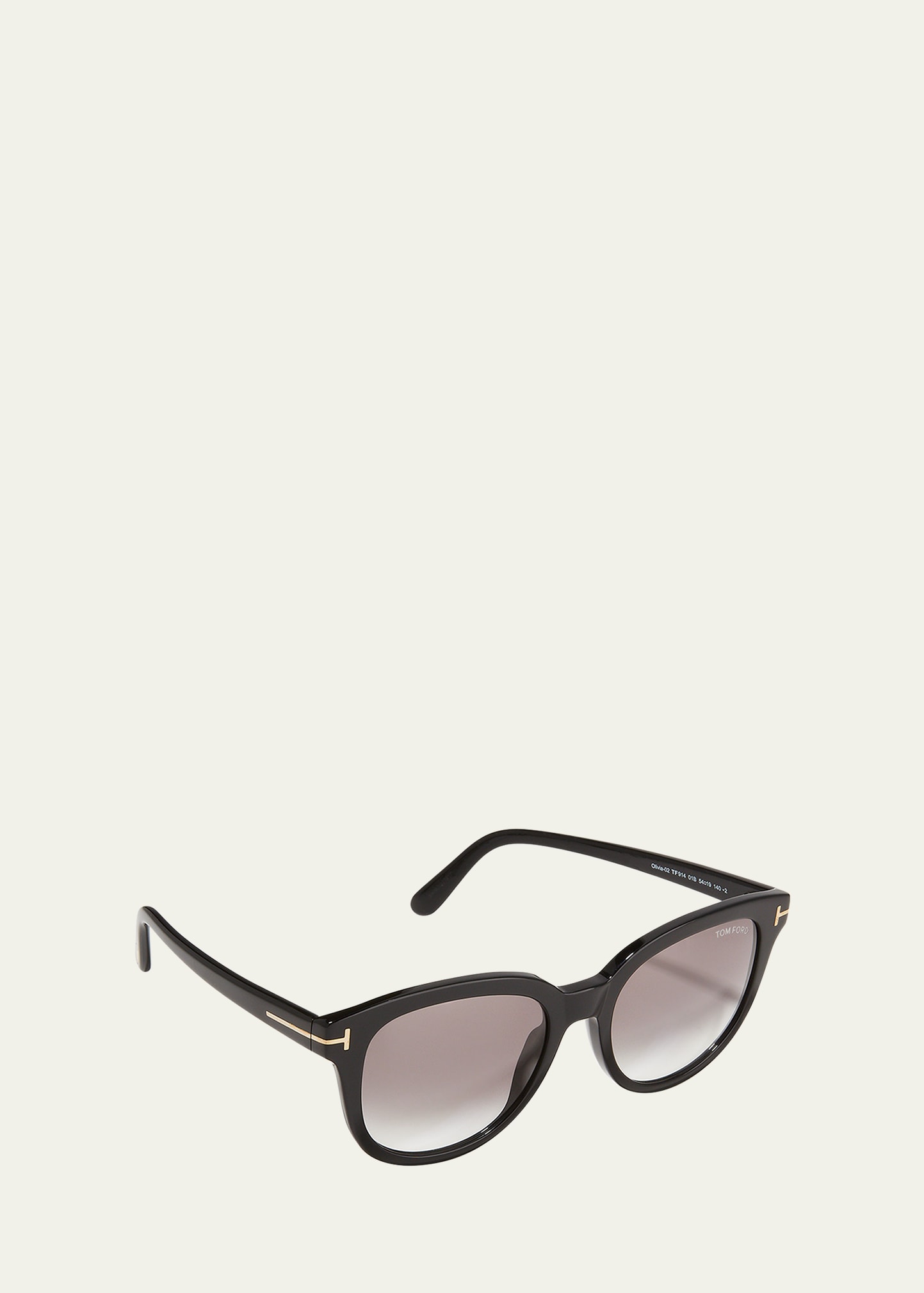 Tom Ford Olivia Round Plastic Sunglasses In Black / Grey
