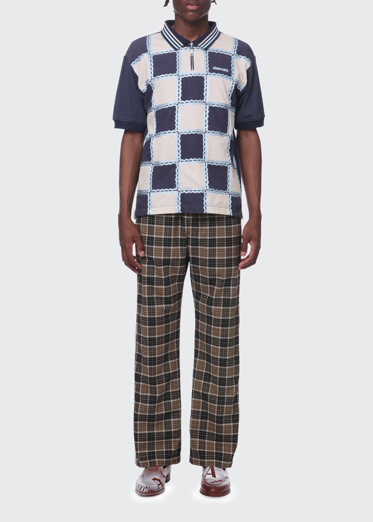 Men's Plaid Side-Stripe Track Pants