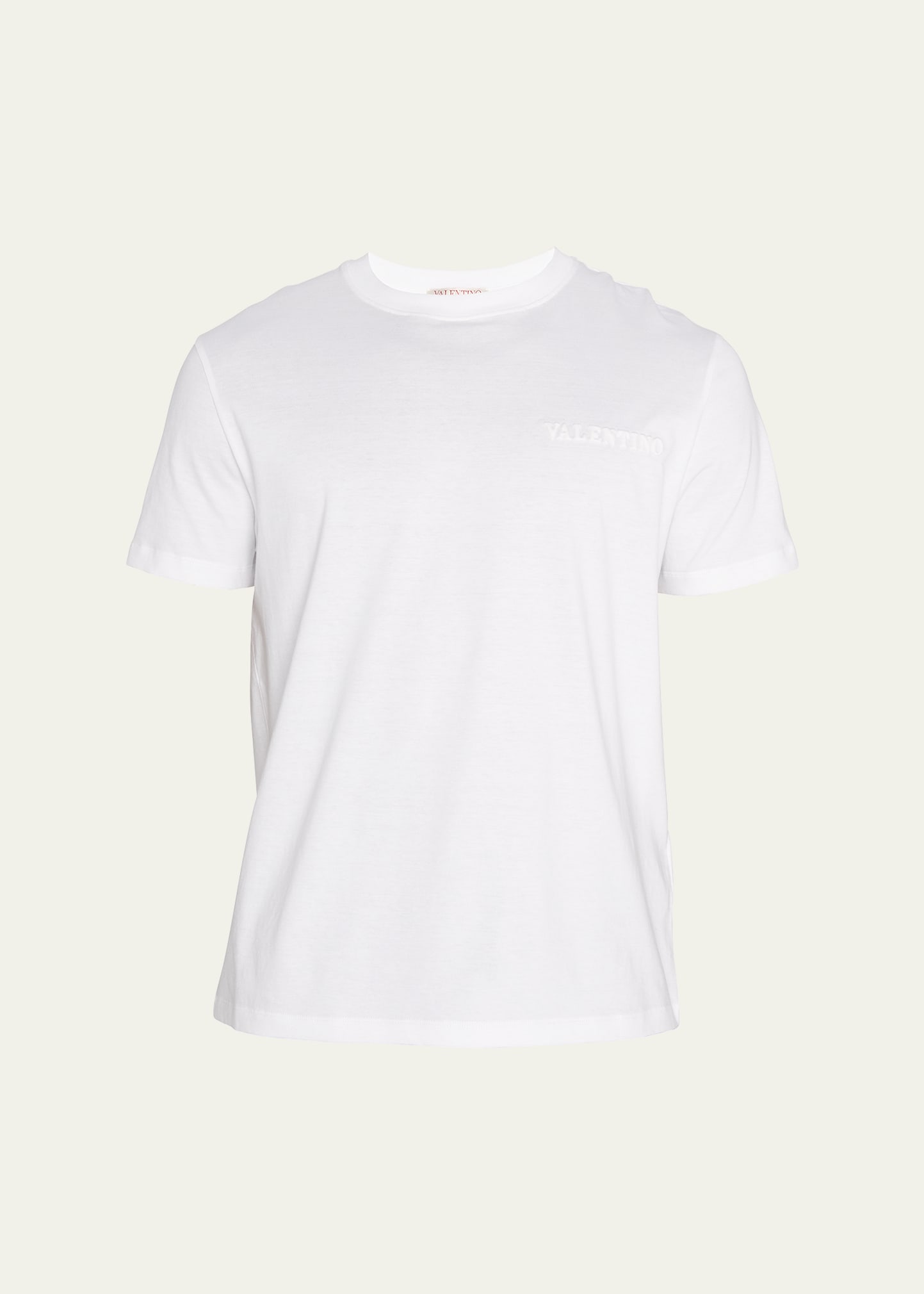 Valentino Men's Solid Logo Jersey T-shirt In White
