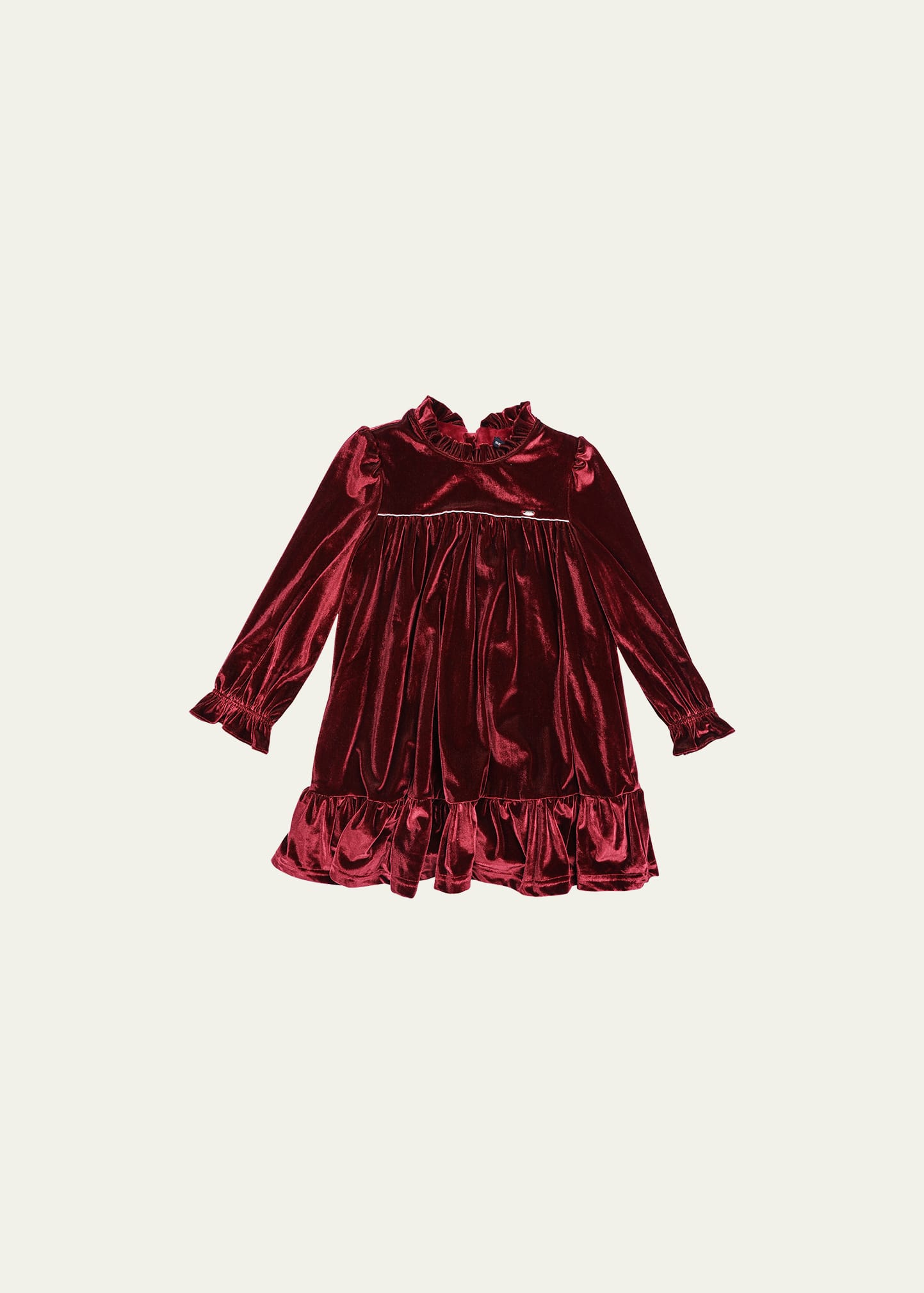 Island Kids & Kids Isle Girl's Velvet Ruffle-Trim Dress, Size 4-12