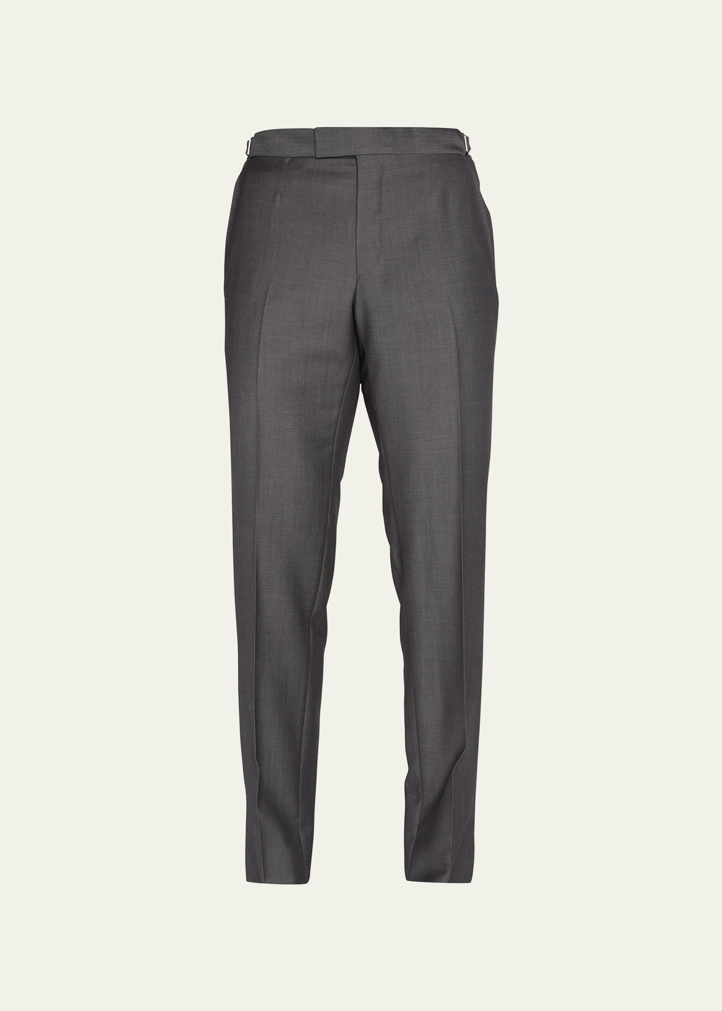 Zegna Wool-mohair Tailored Trousers In Dark Grey Solid