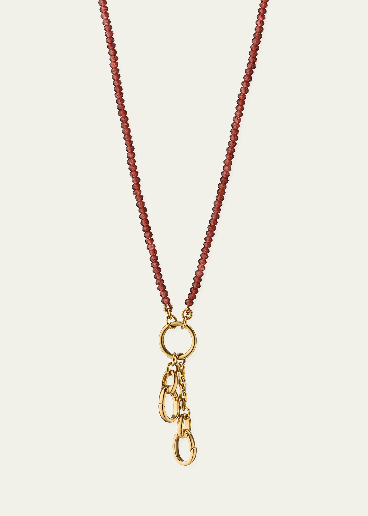 18" 18k Yellow Gold Enhancer Chain Necklace w/ Facetted Garnet Beads